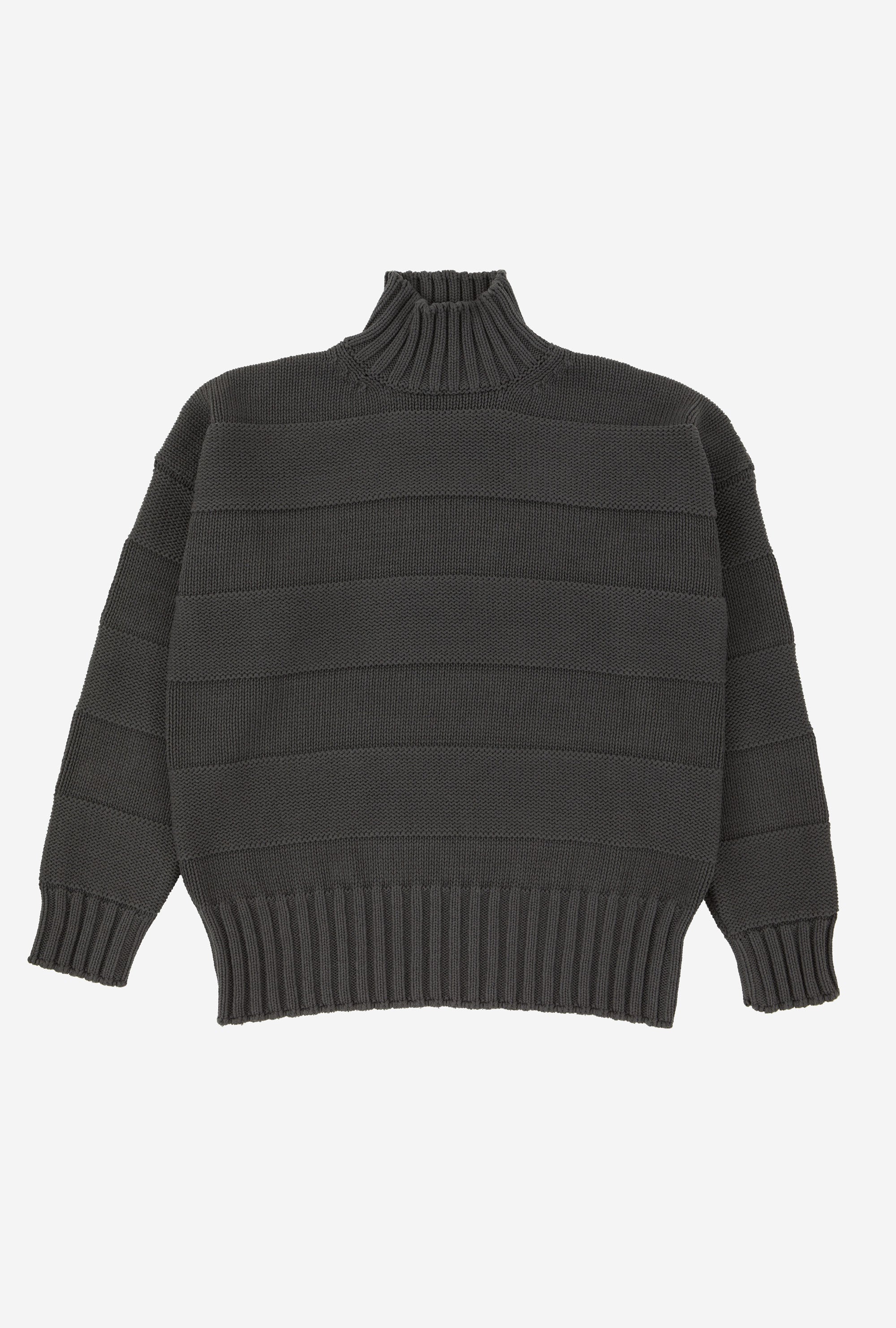 Mockneck Heavy Cotton Steel Stripe