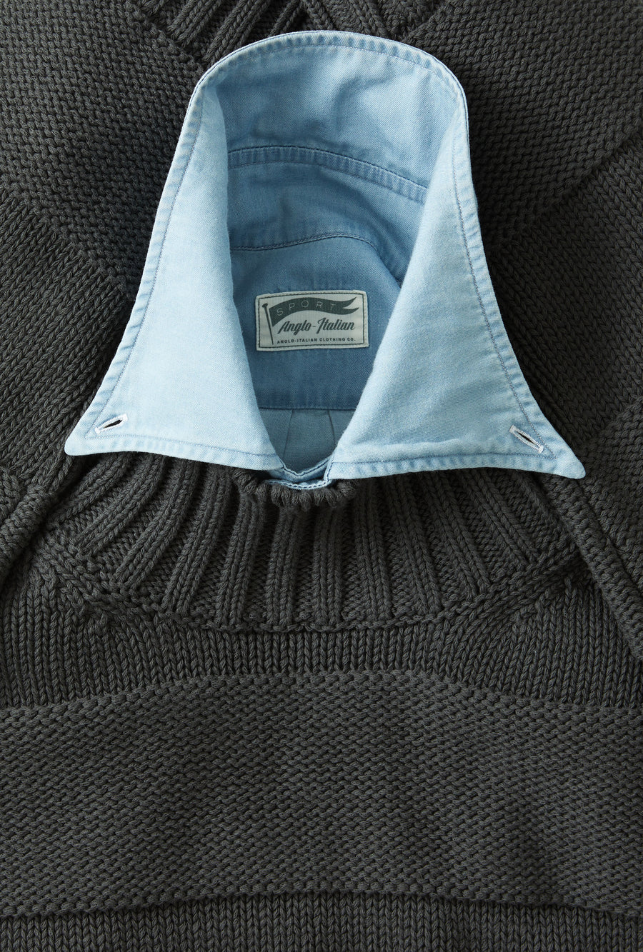Mockneck Heavy Cotton Steel Stripe