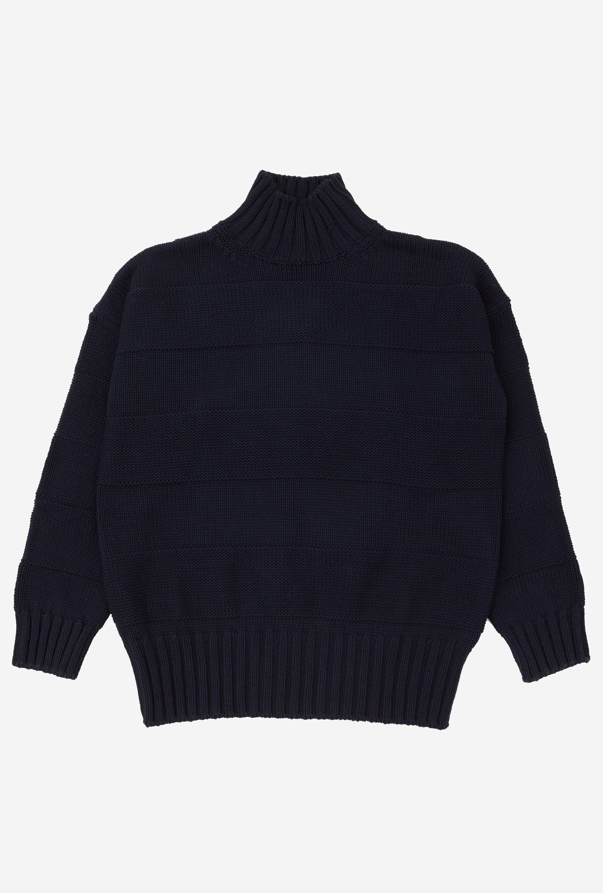 Mockneck Heavy Cotton Navy Stripe