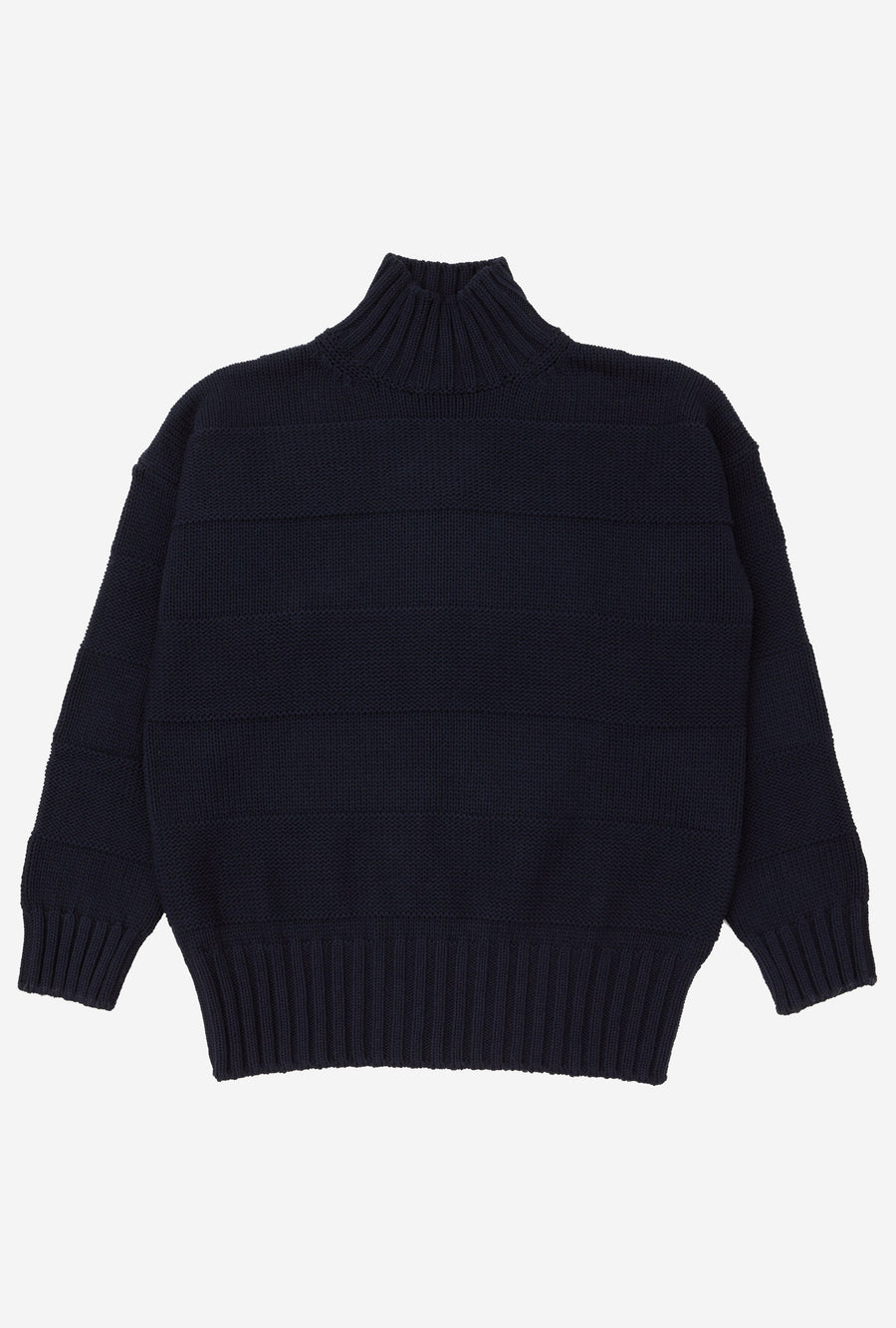 Mockneck Heavy Cotton Navy Stripe