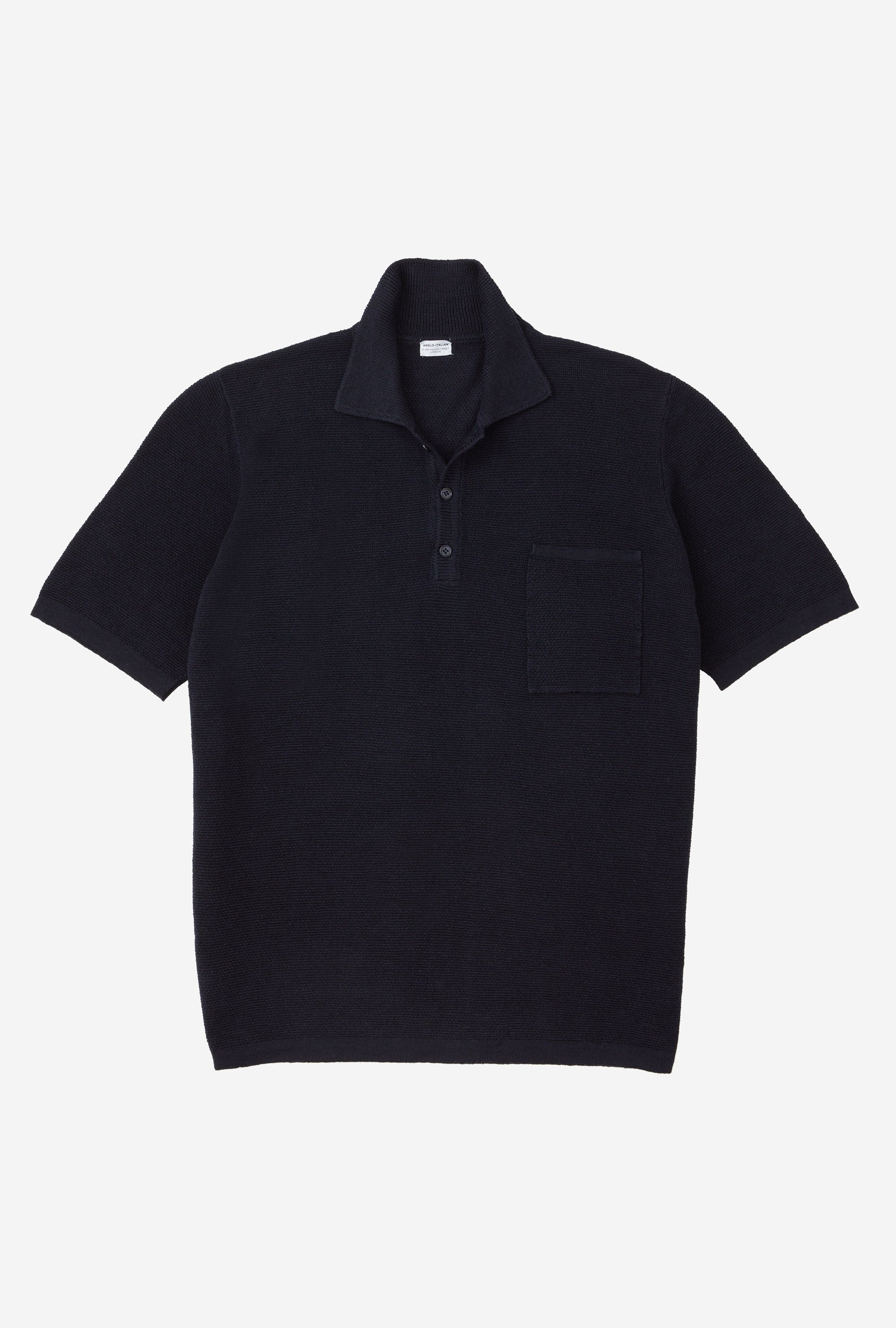 Knitted Polo Cotton Linen Navy