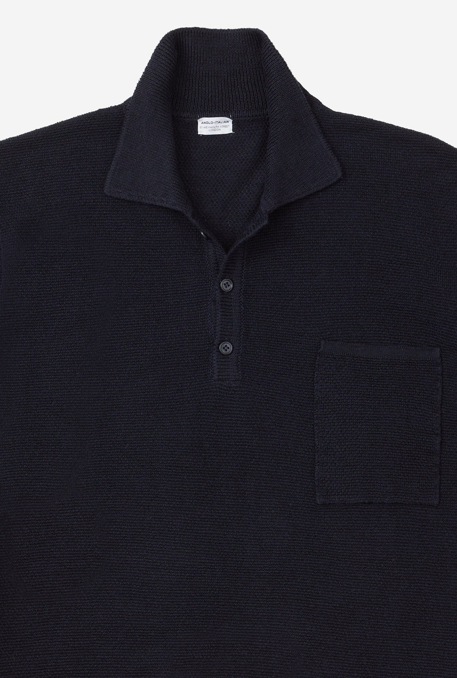 Knitted Polo Cotton Linen Navy
