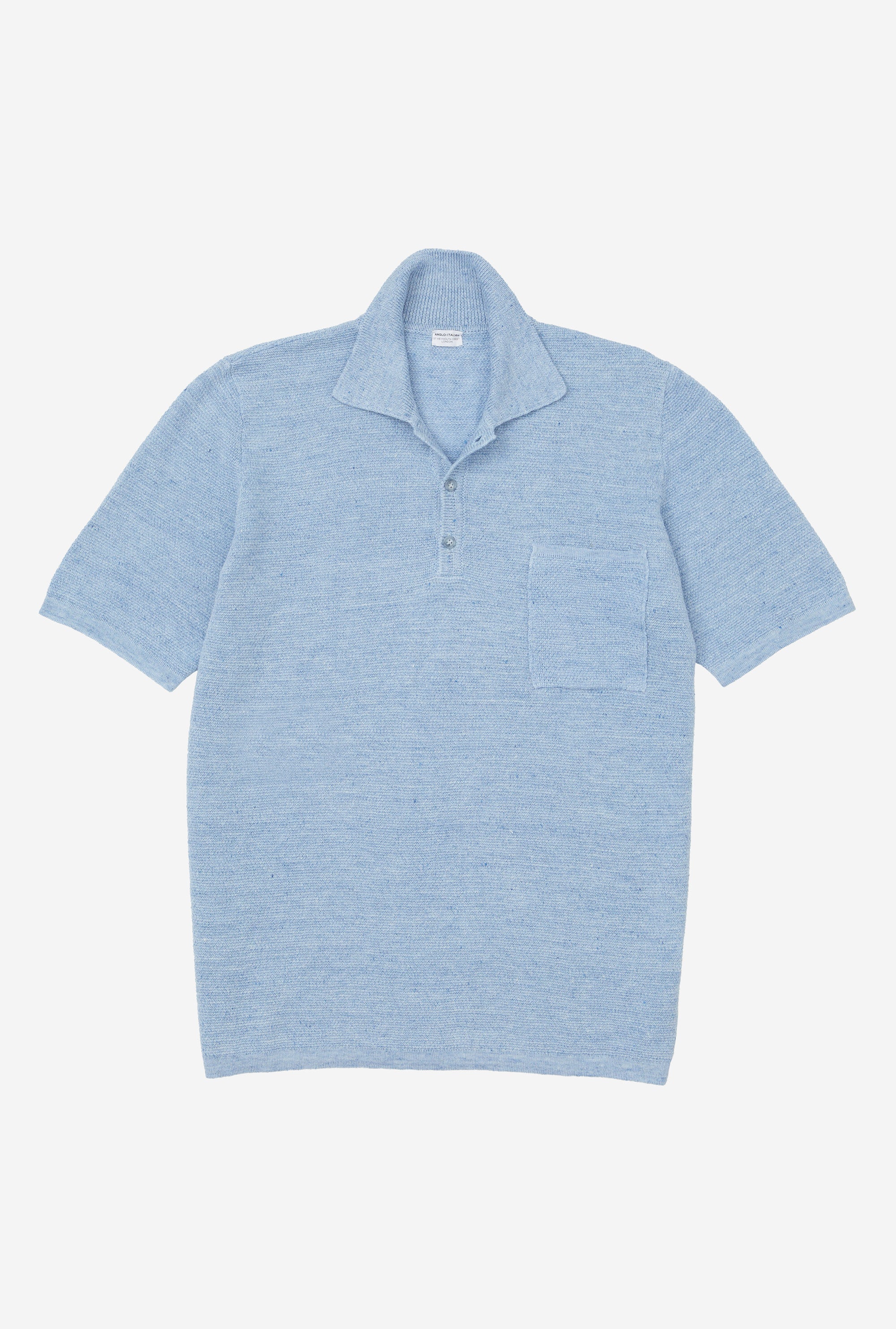Knitted Polo Cotton Linen Sky Blue