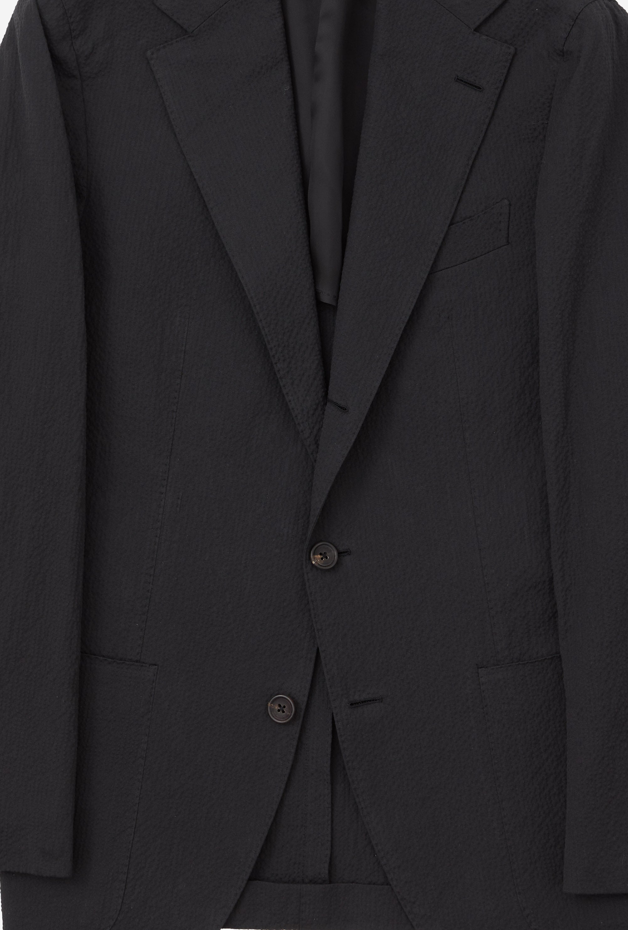 Suit Single Breasted Cotton Seersucker Dark Navy