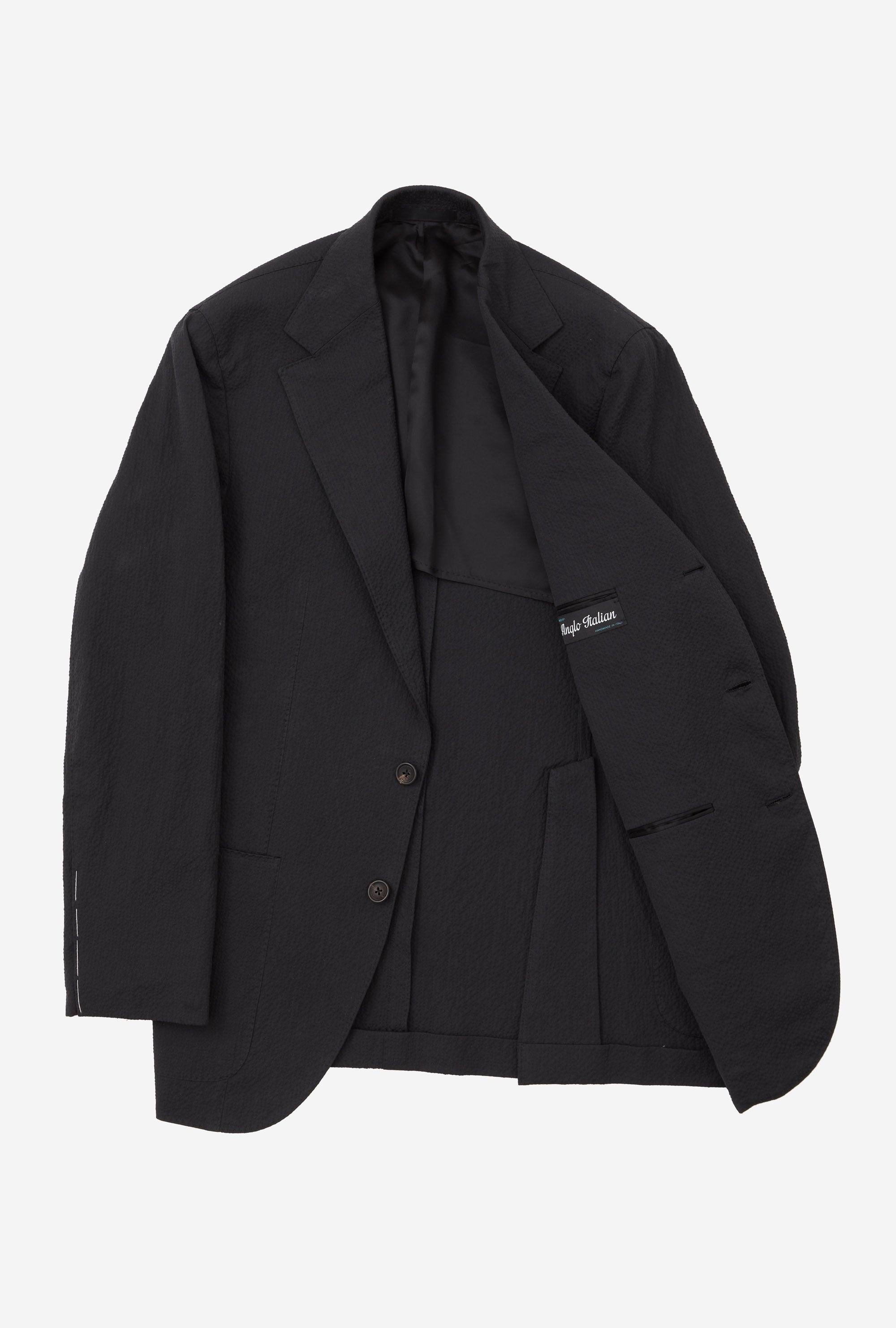 Suit Single Breasted Cotton Seersucker Dark Navy