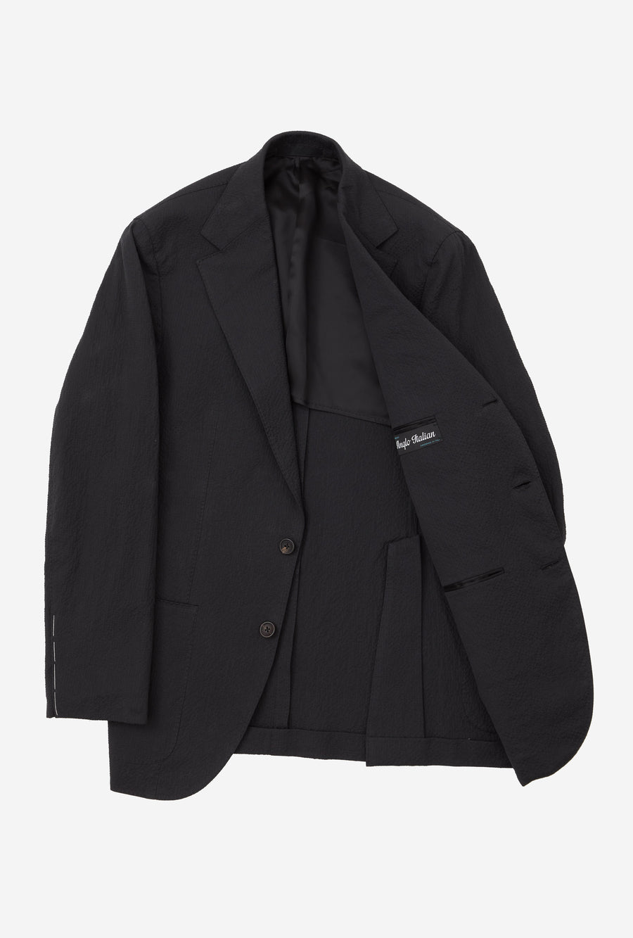 Suit Single Breasted Cotton Seersucker Dark Navy