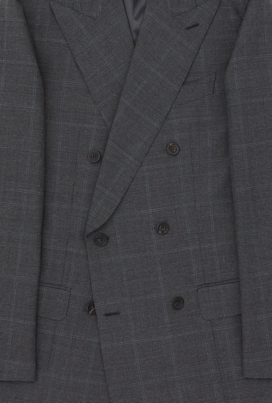 Suit Double Breasted Charcoal Glen Plaid Sky Overcheck