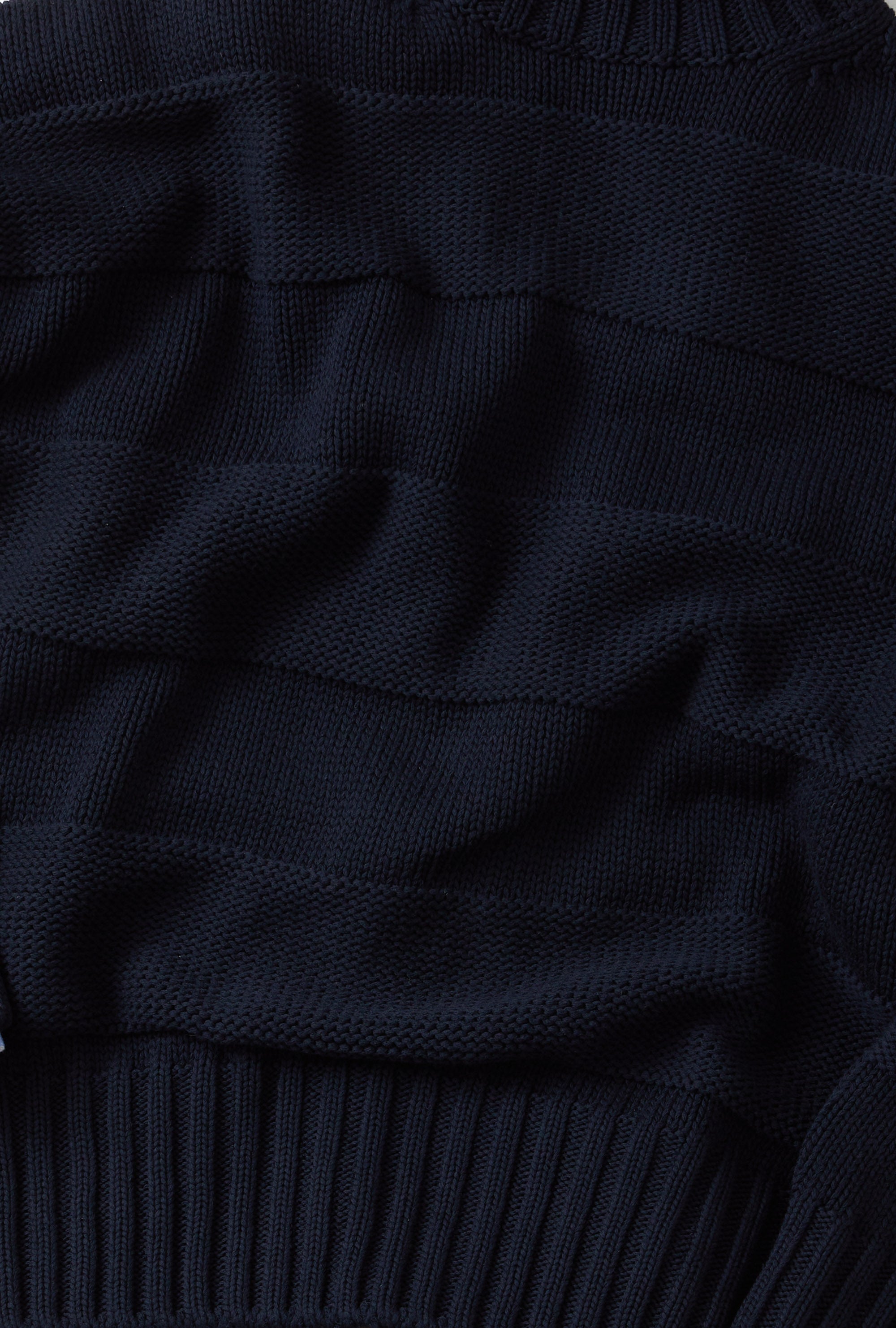 Mockneck Heavy Cotton Navy Stripe