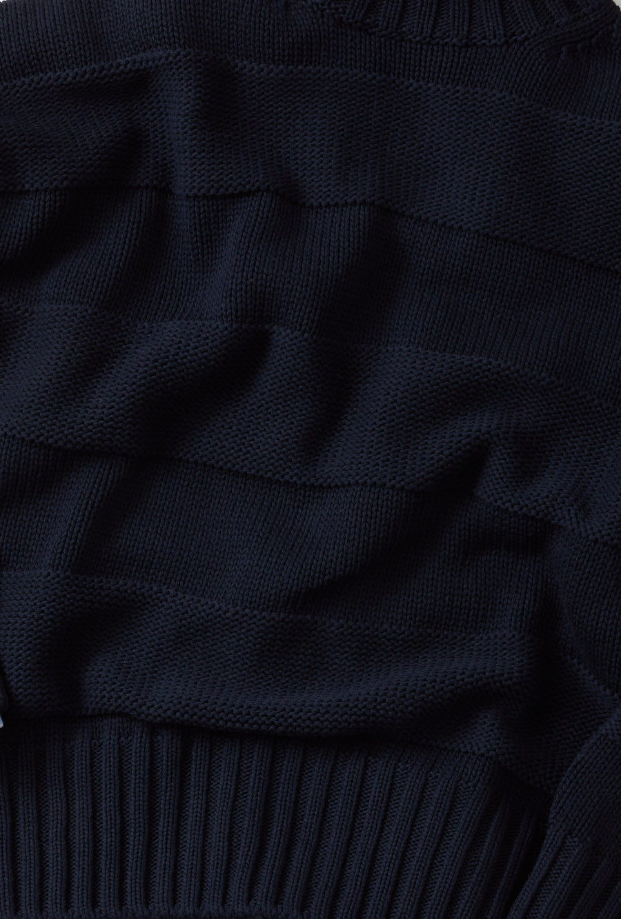 Mockneck Heavy Cotton Navy Stripe