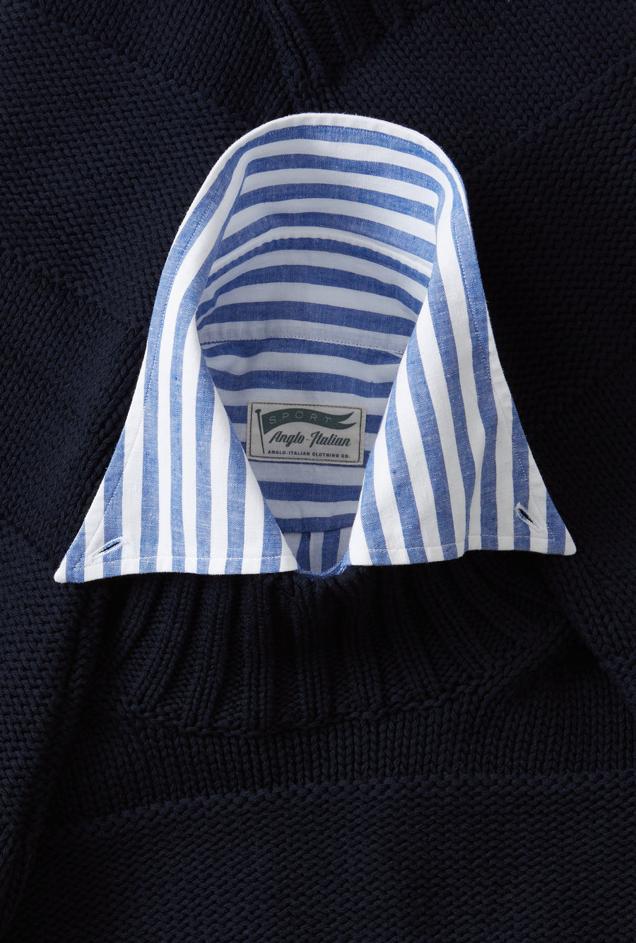 Mockneck Heavy Cotton Navy Stripe