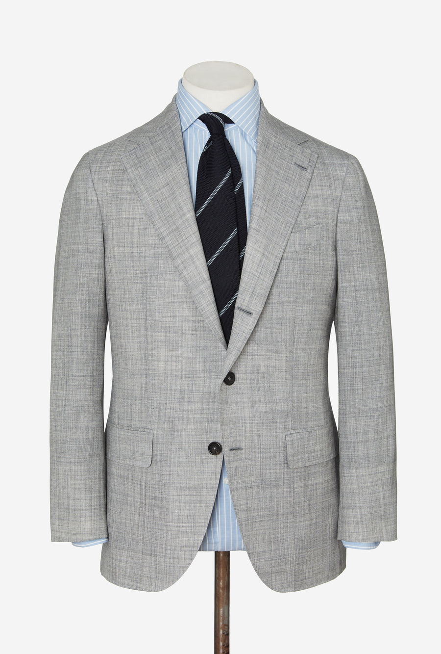 Suit Single Breasted Grey High-Twist Wool-Silk