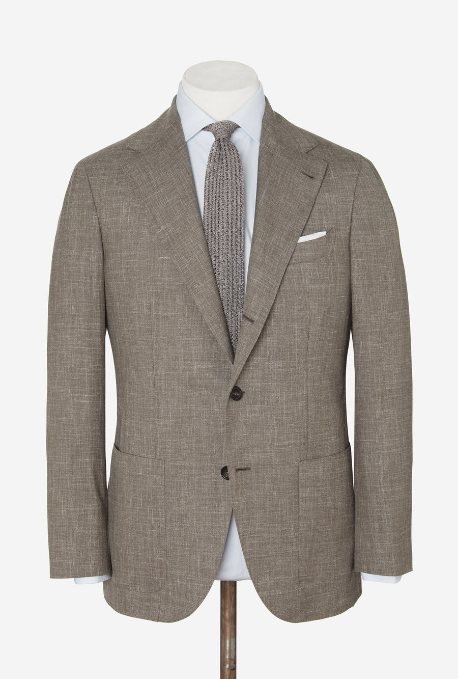 Suit Single Breasted Wool Silk Linen Taupe