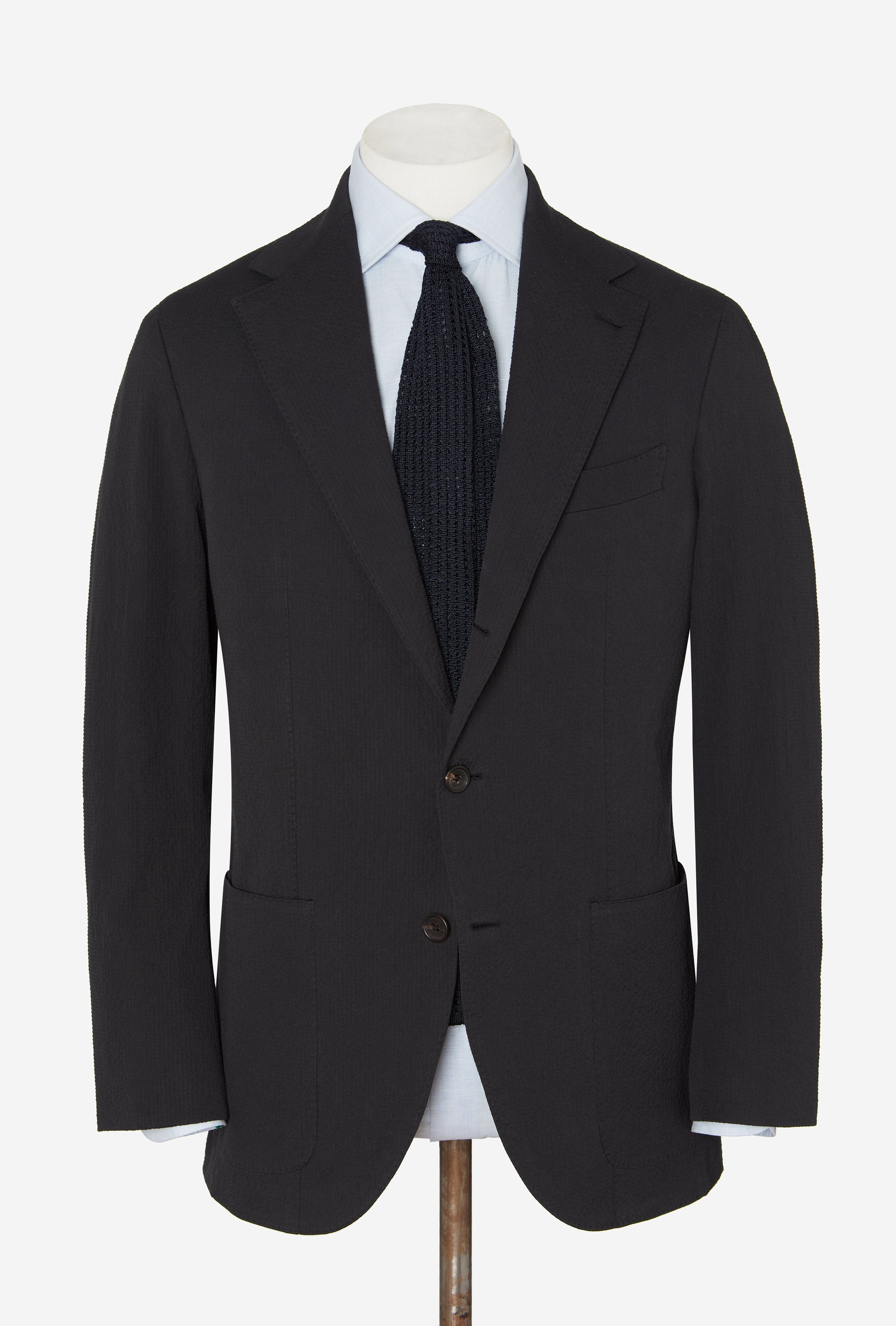 Suit Single Breasted Cotton Seersucker Dark Navy