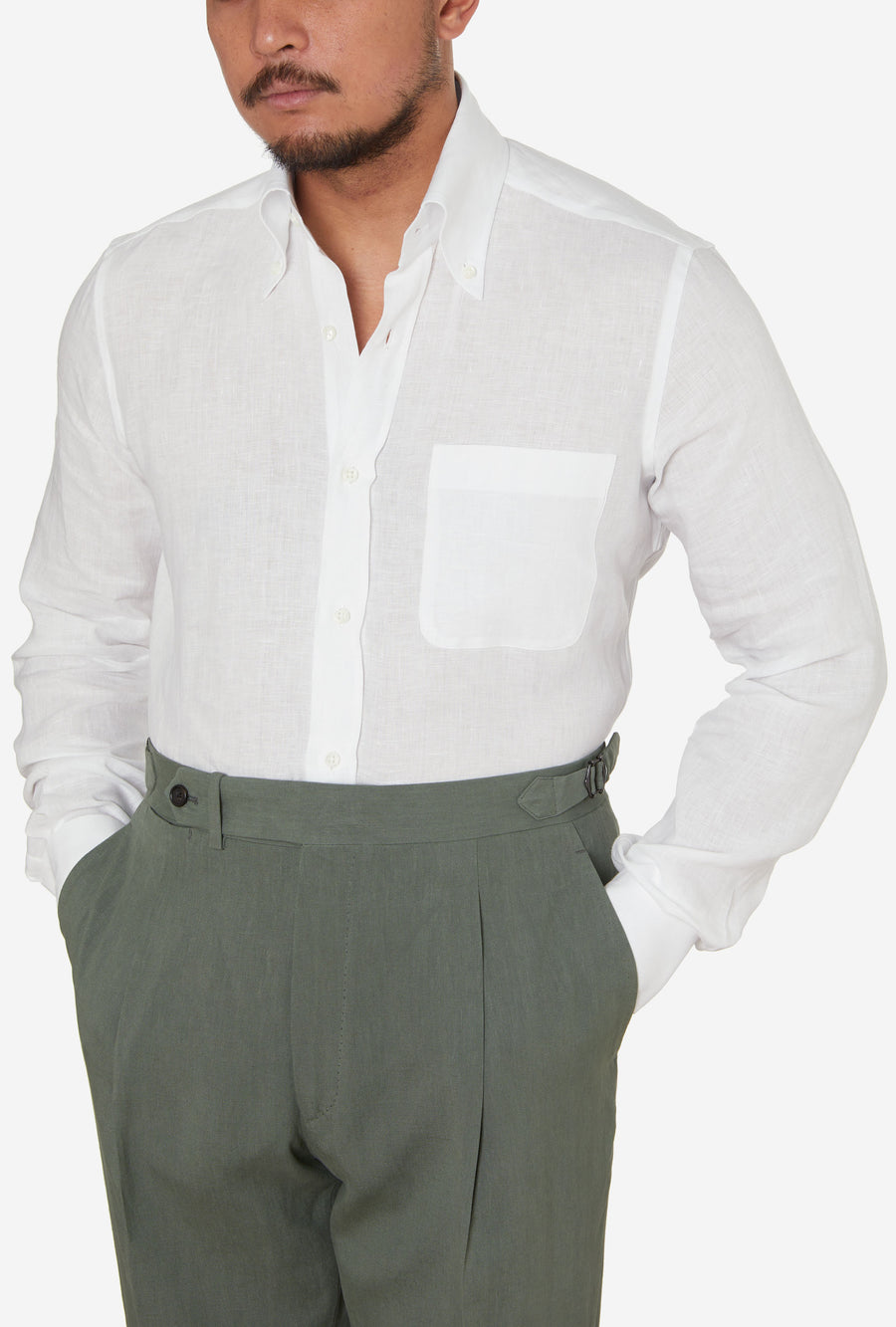 Button Down Linen Shirt White