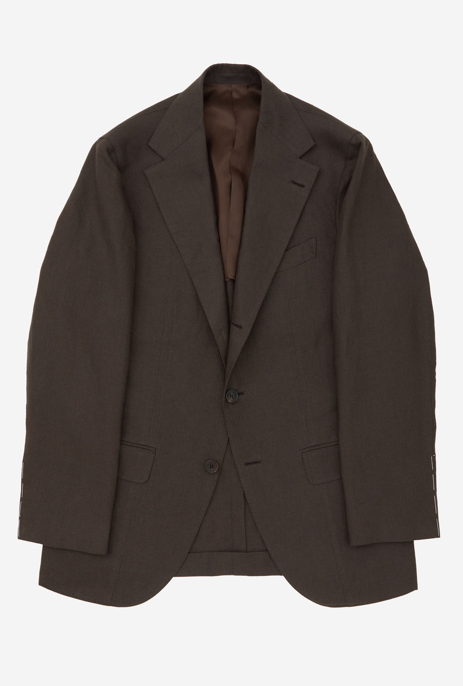 Suit Single Breasted Washed Linen Brown