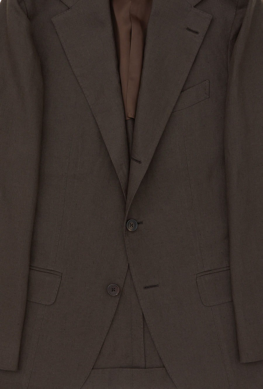 Suit Single Breasted Washed Linen Brown