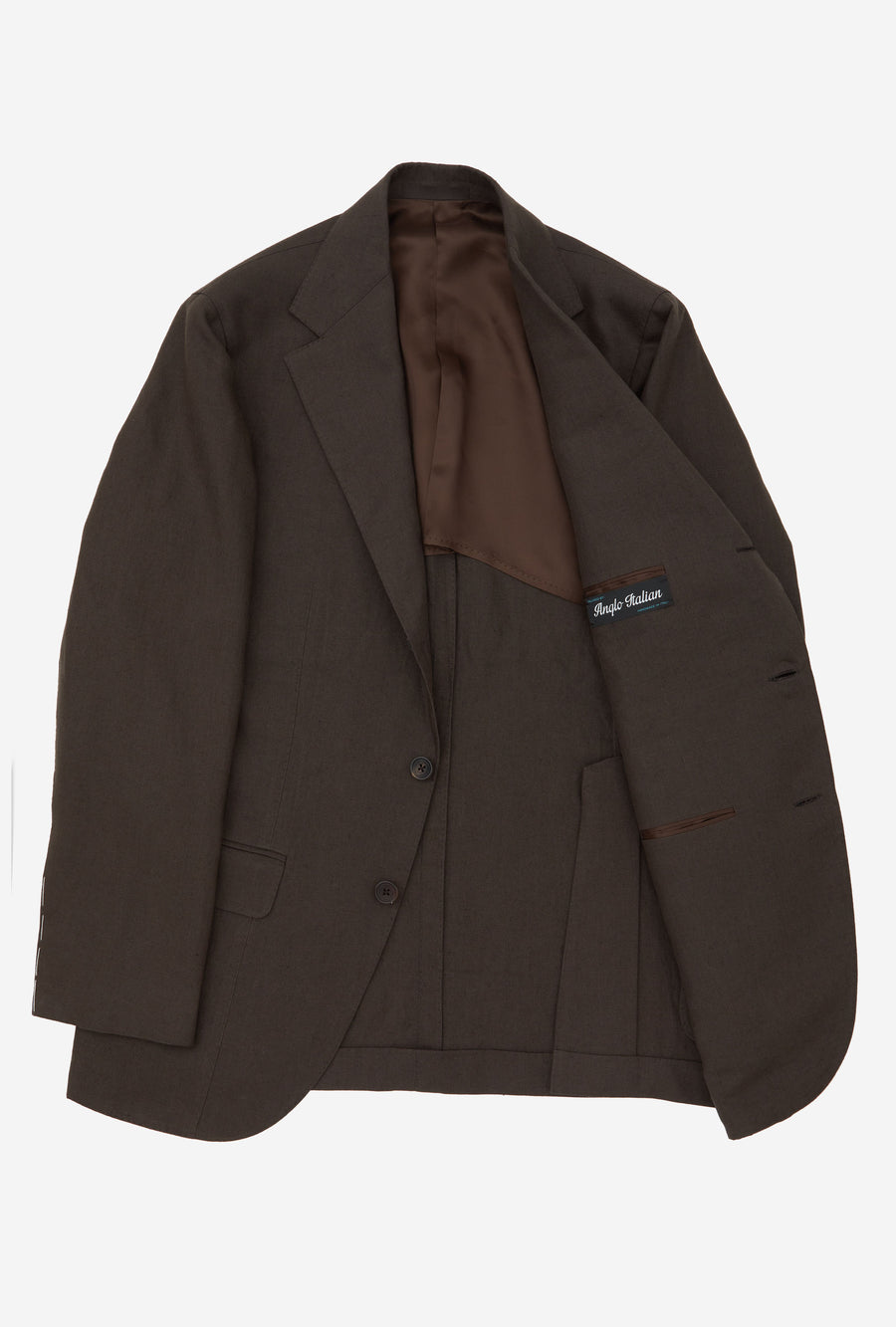 Suit Single Breasted Washed Linen Brown