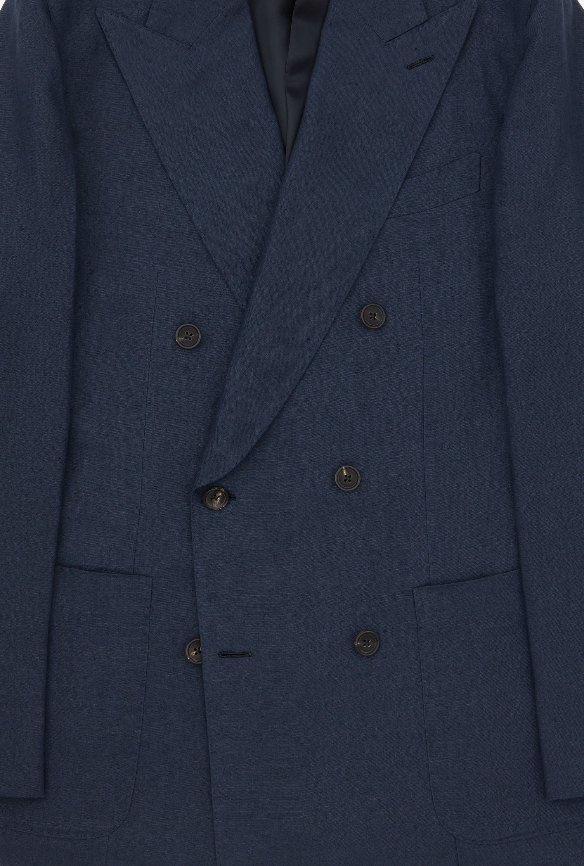 Suit Double Breasted Washed Linen Navy
