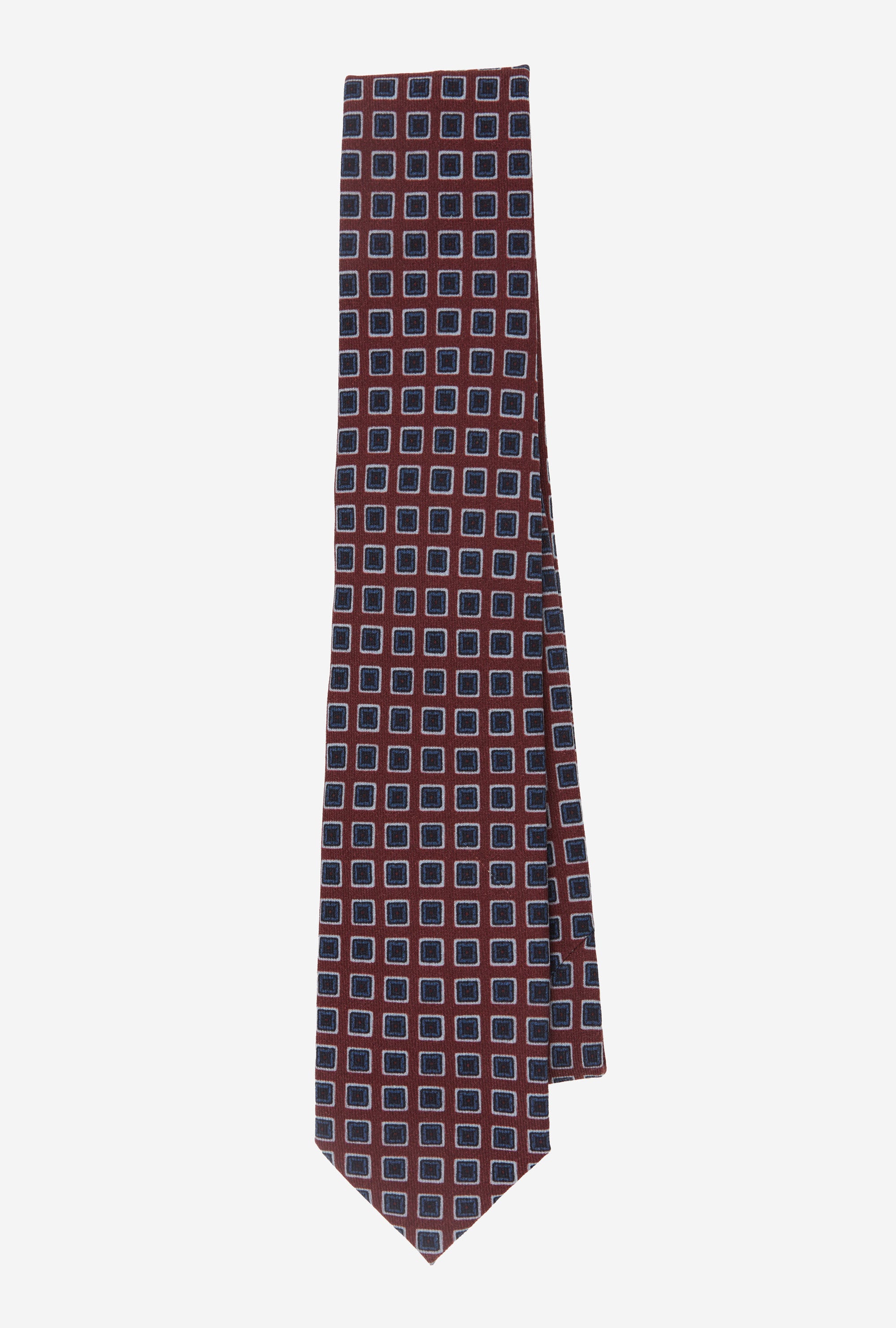 Wool Tie Geometric Red Blue Navy