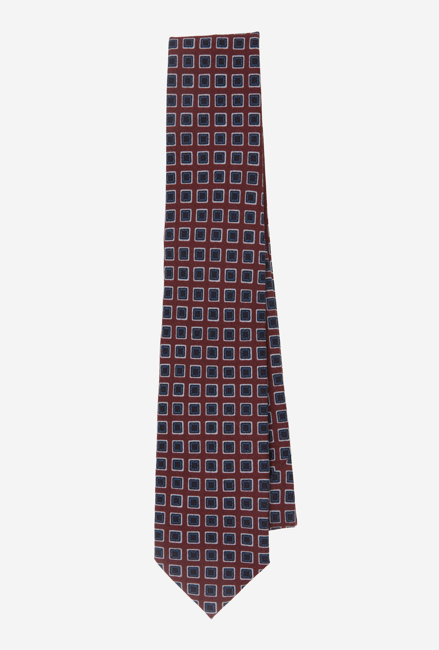 Wool Tie Geometric Red Blue Navy