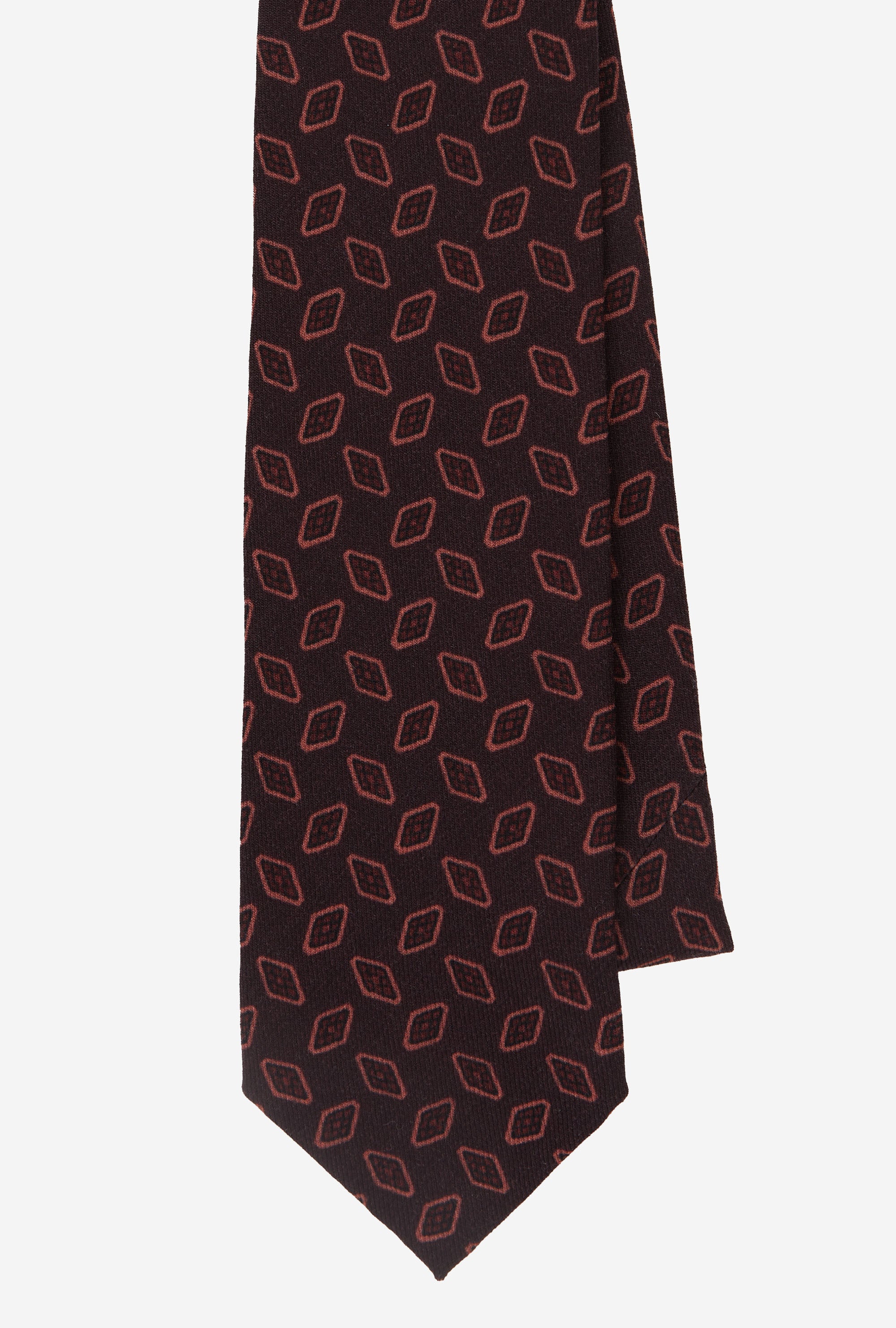 Wool Tie Rhomboid Brown Maroon Pink