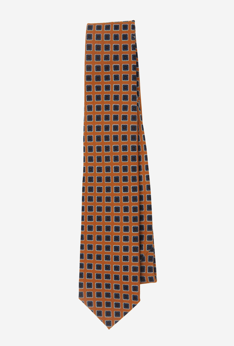 Wool Tie Geometric Yellow Blue Brown