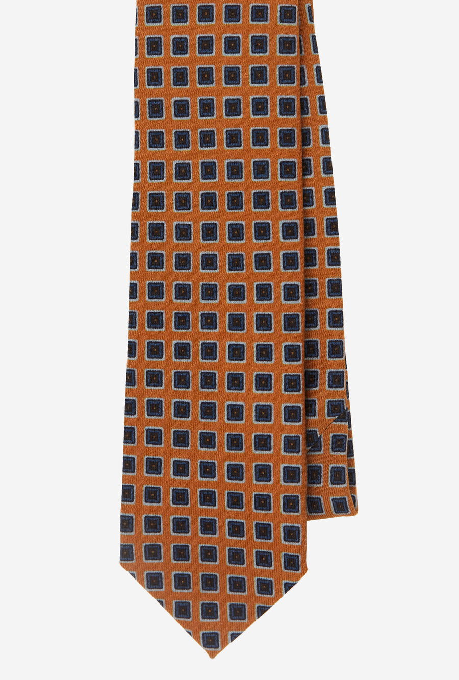 Wool Tie Geometric Yellow Blue Brown