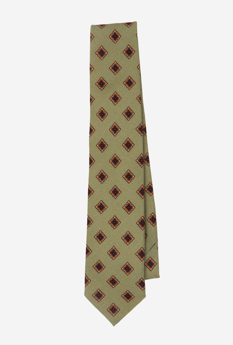 Wool Tie Challis Sage Yellow Brown