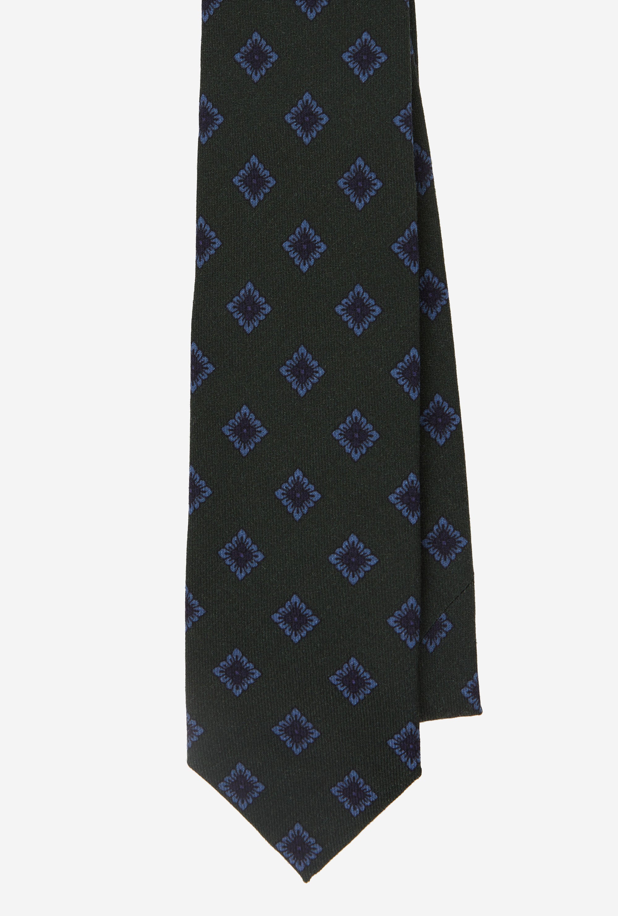 Wool Tie Challis Forest Blue Navy
