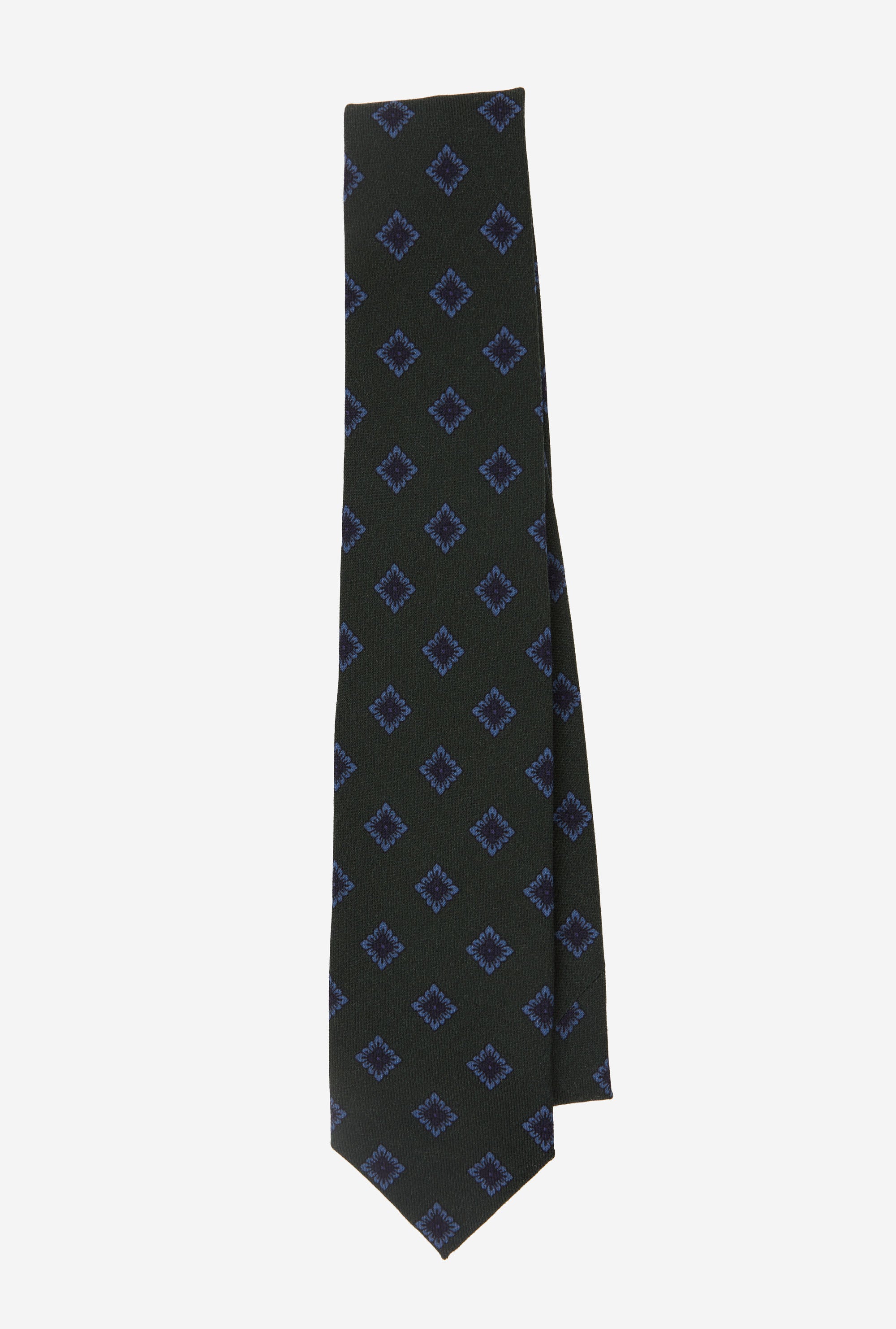 Wool Tie Challis Forest Blue Navy