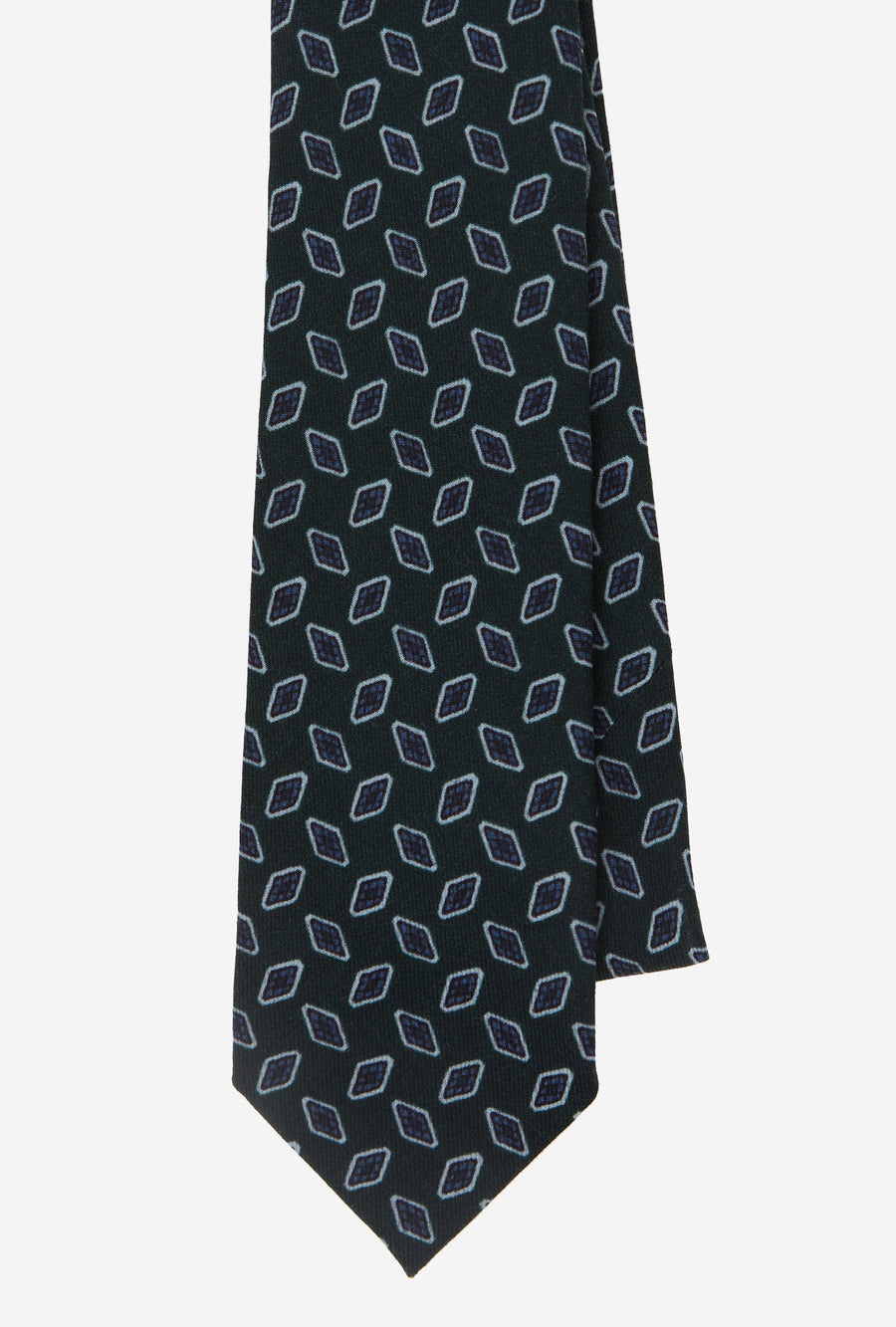 Wool Tie Rhomboid Forest Blue Sky