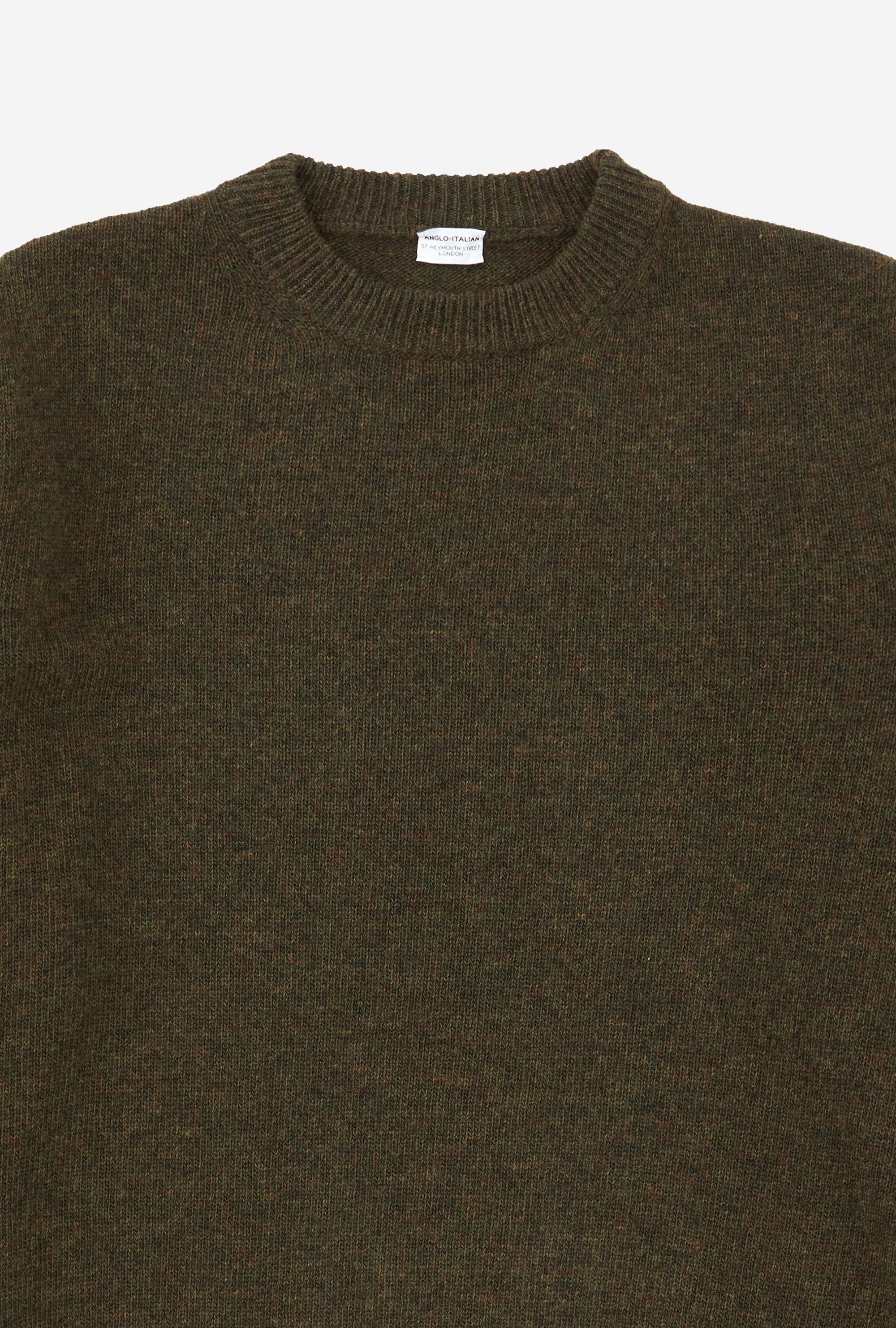 Crewneck Lambswool Shetland Blend Green Melange