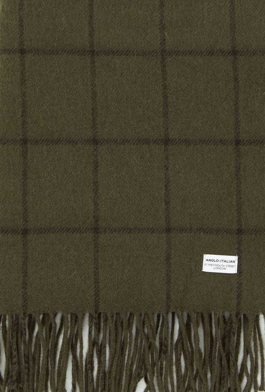 Wool Scarf Sage Green Brown Overcheck