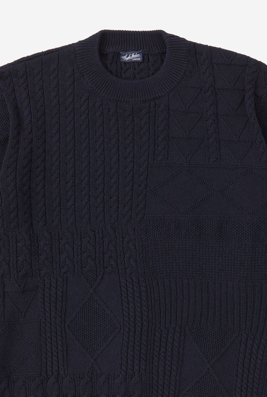 Crewneck Heavy Cotton Navy Patchwork