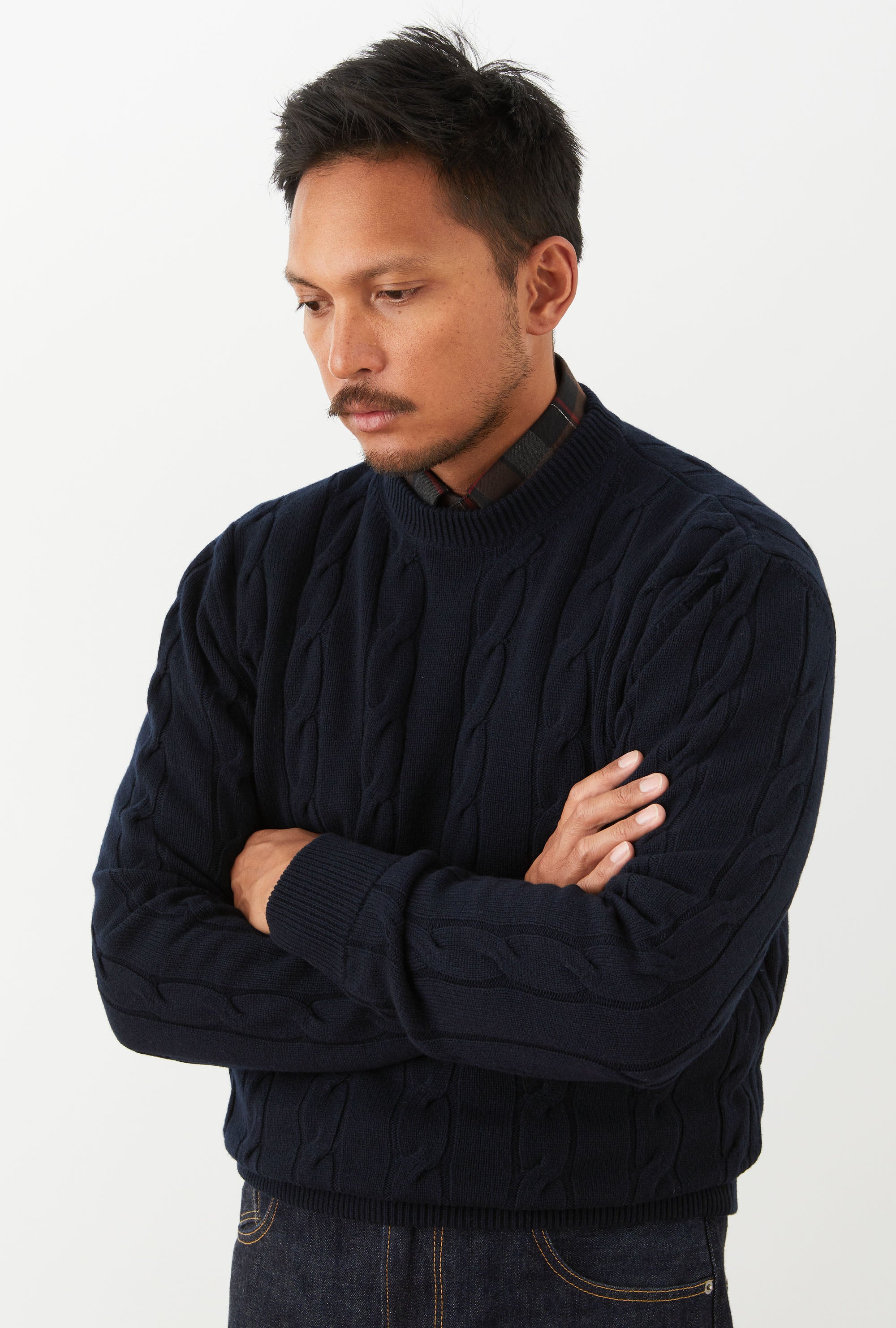 Cableknit Wool-Cashmere Navy