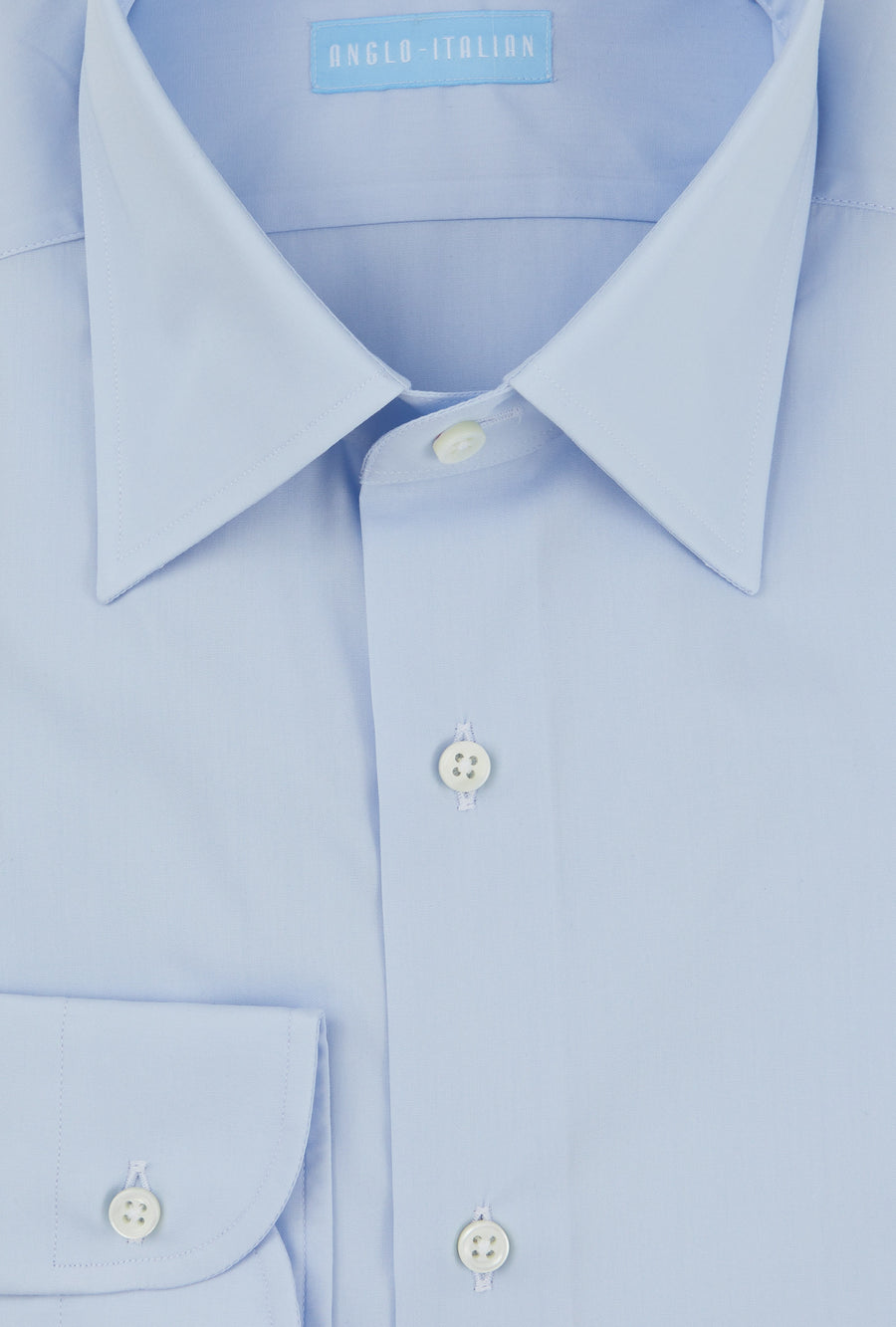 Point Collar Shirt Cotton Poplin Sky Blue