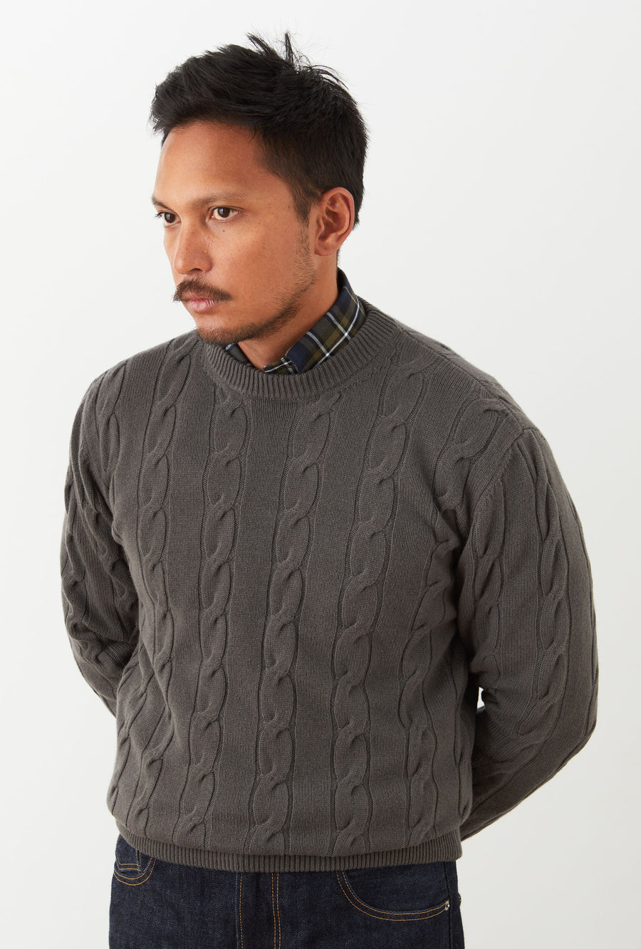 Cableknit Wool-Cashmere Putty