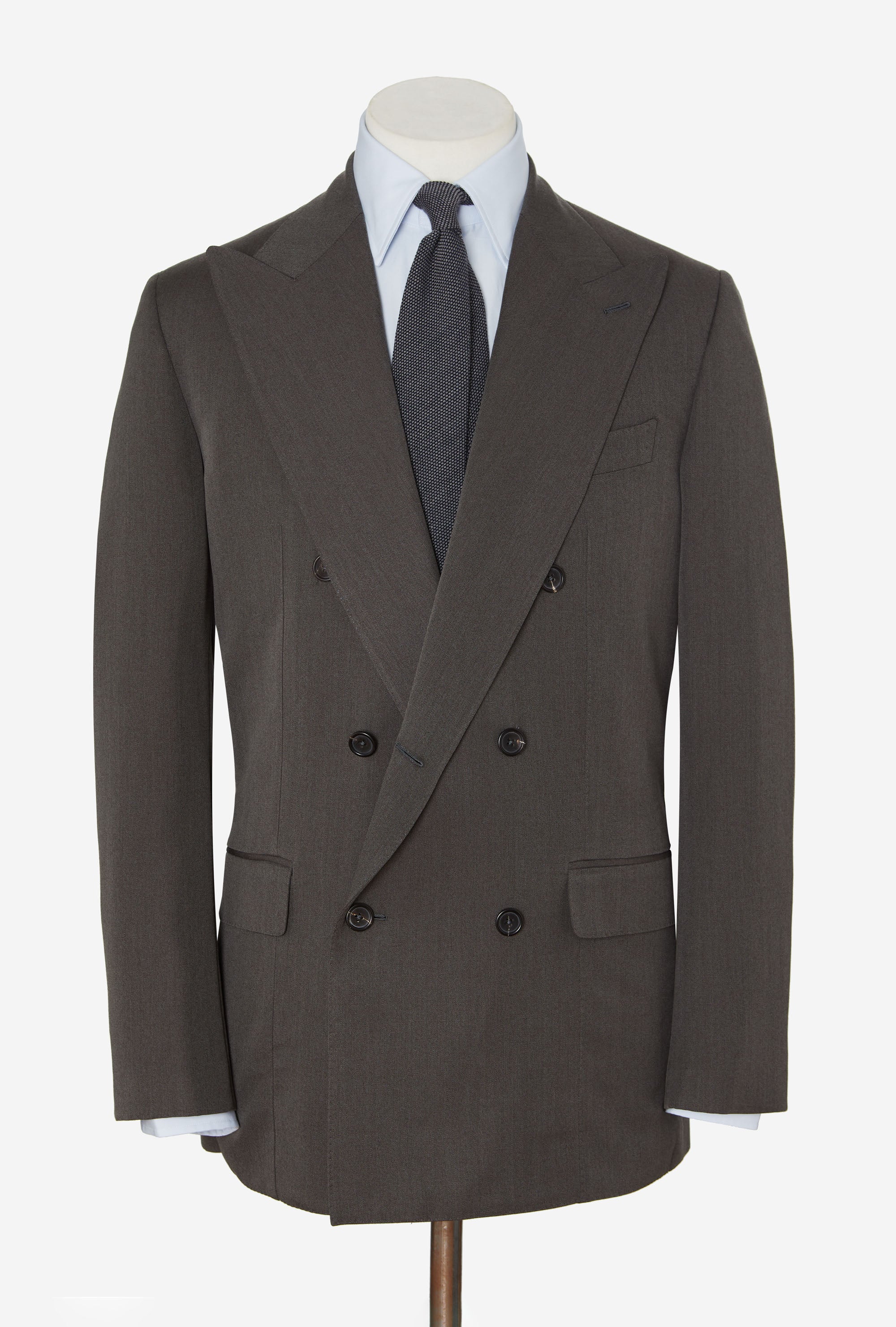 Suit Double Breasted Olive Wool Gabardine