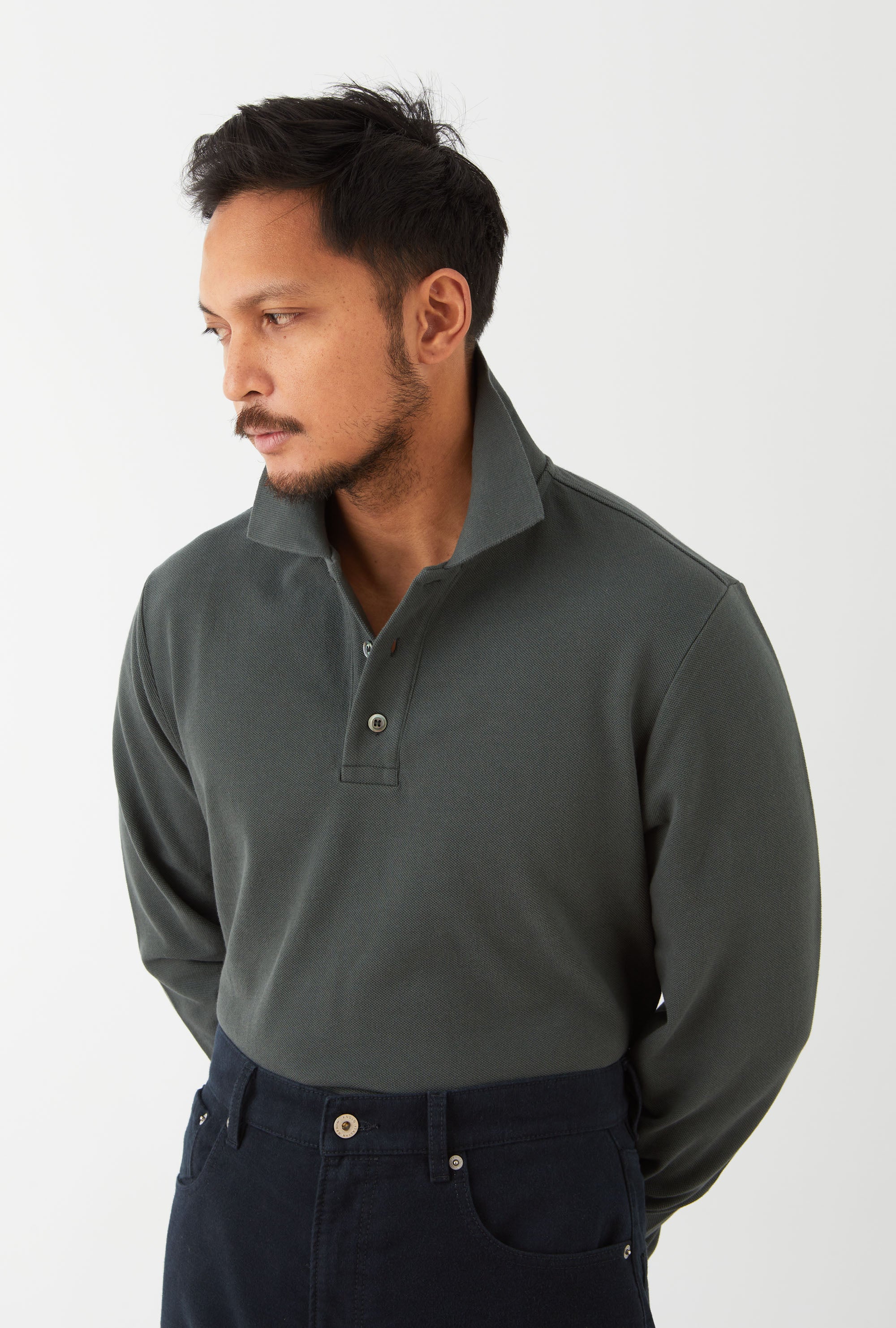 Polo Shirt Long Sleeve Forest