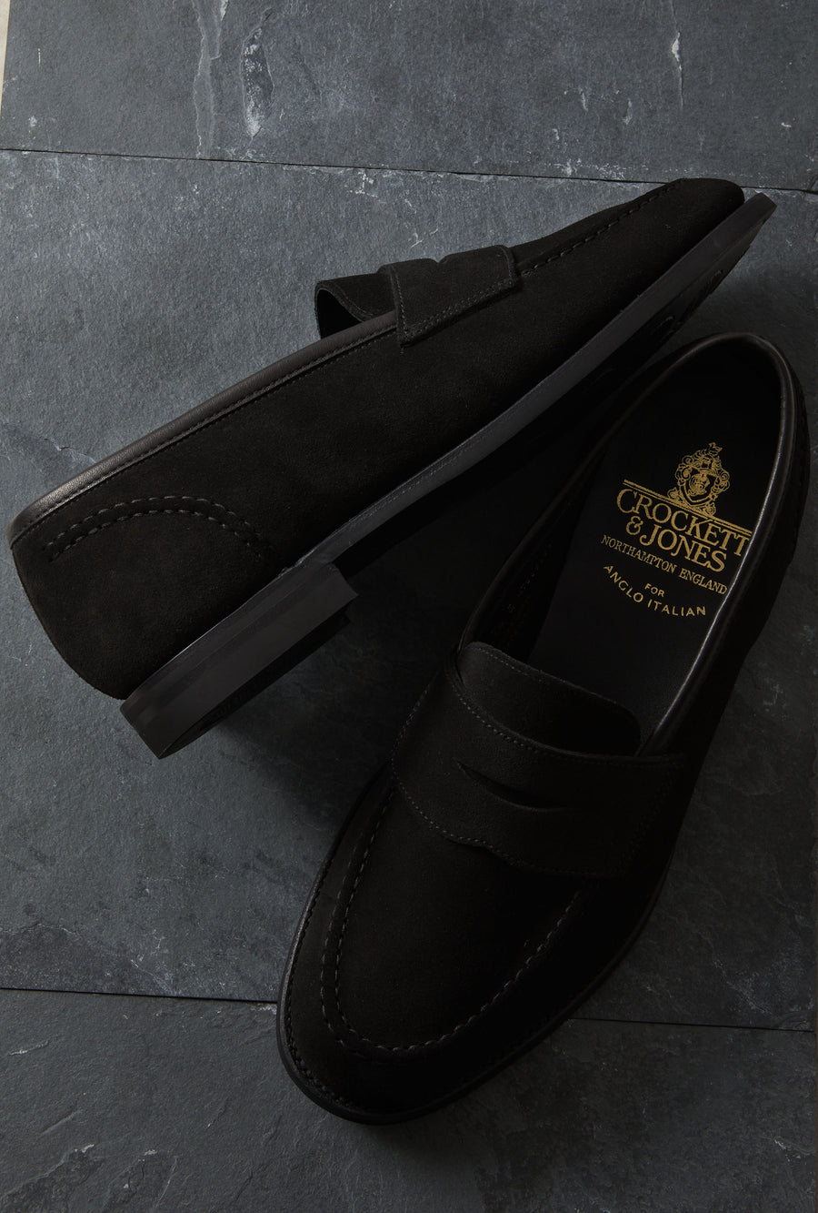 Crockett & Jones Unley Loafer Black Suede City Sole