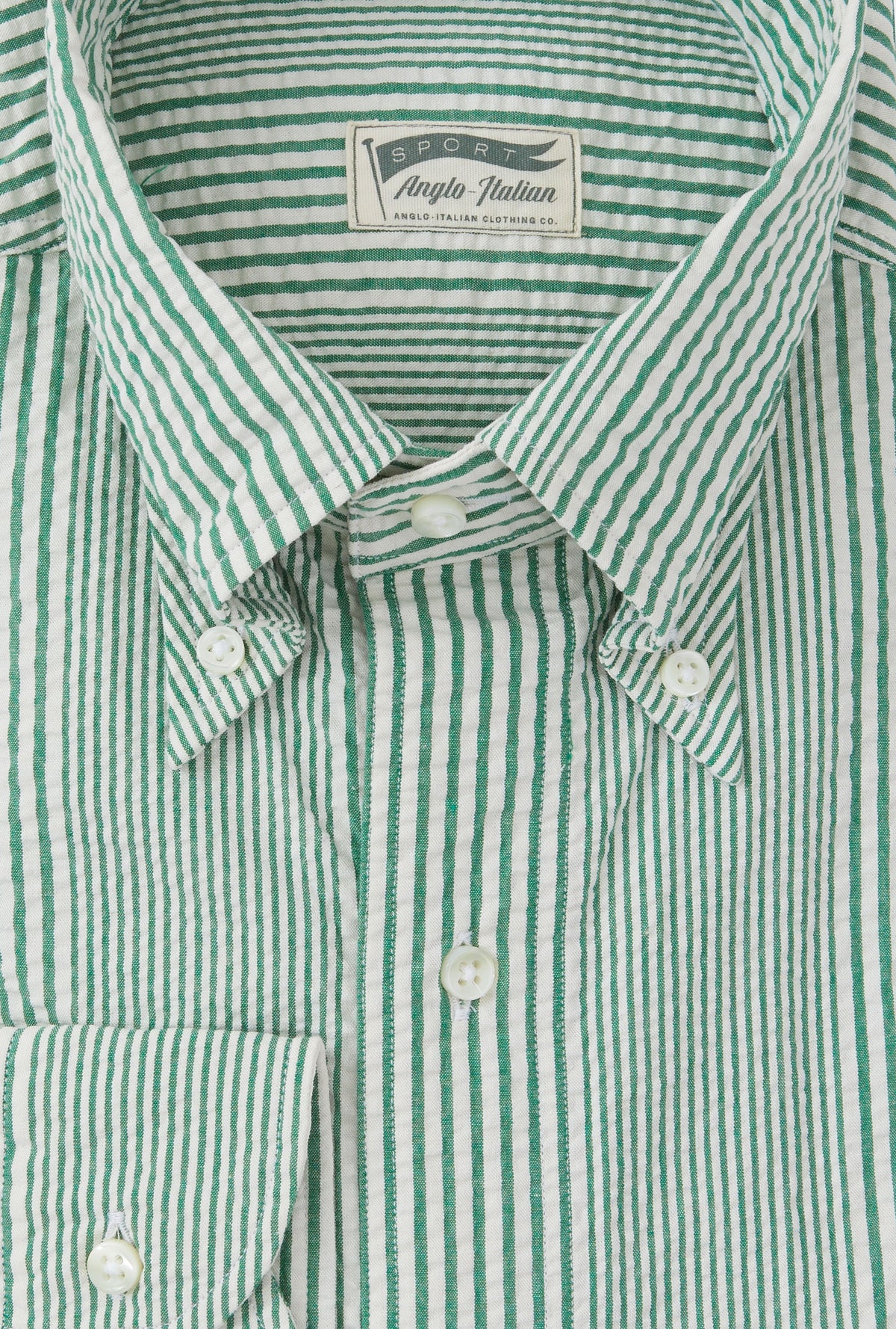 Grande Shirt Seersucker Emerald Stripe
