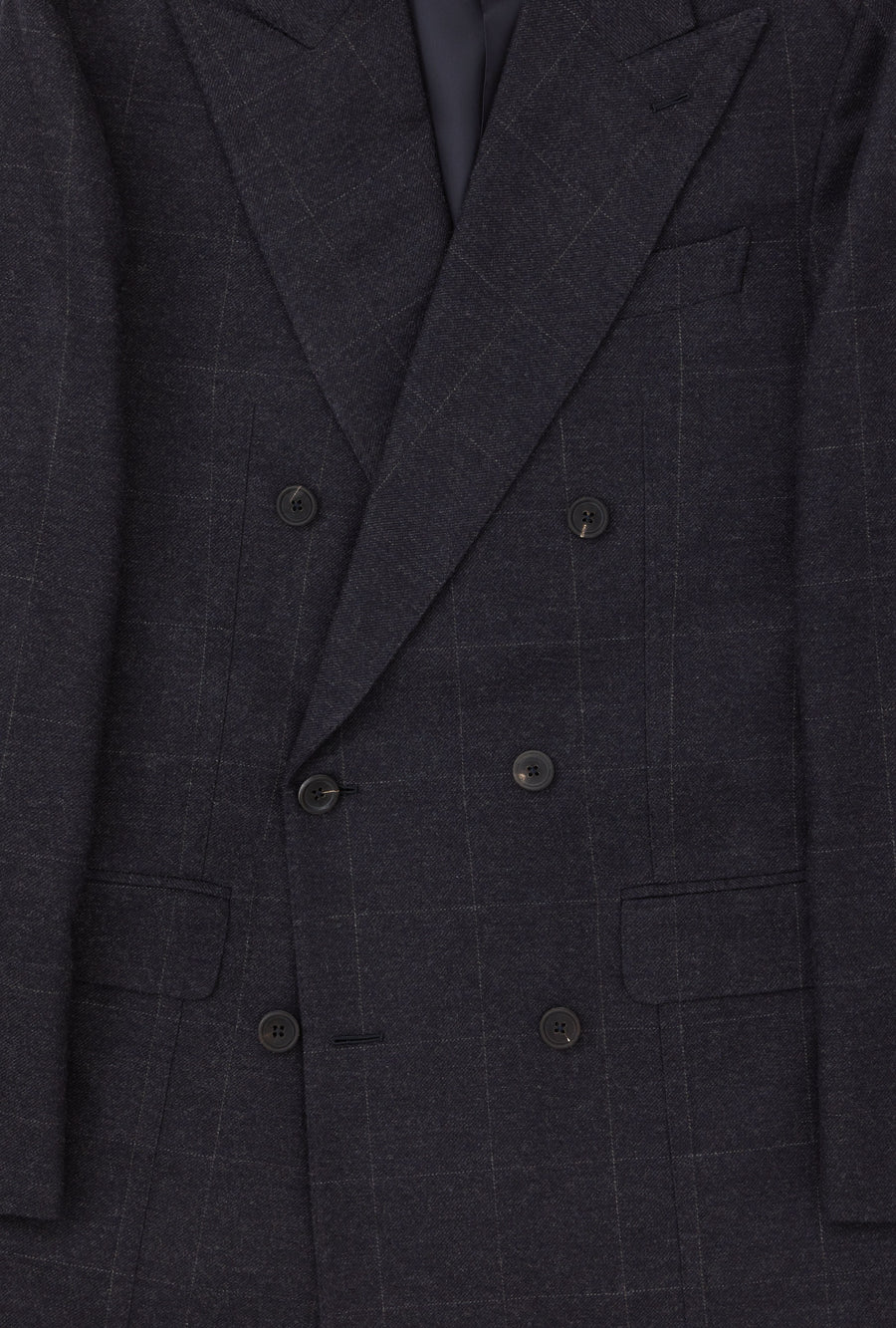 Suit Double Breasted Navy Flannel Grey Windowpane