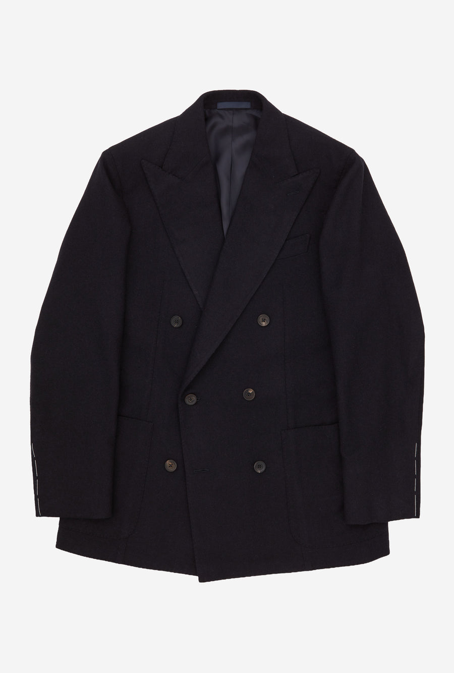 Sport Jacket Double Breasted Navy Wool Winter Hopsack