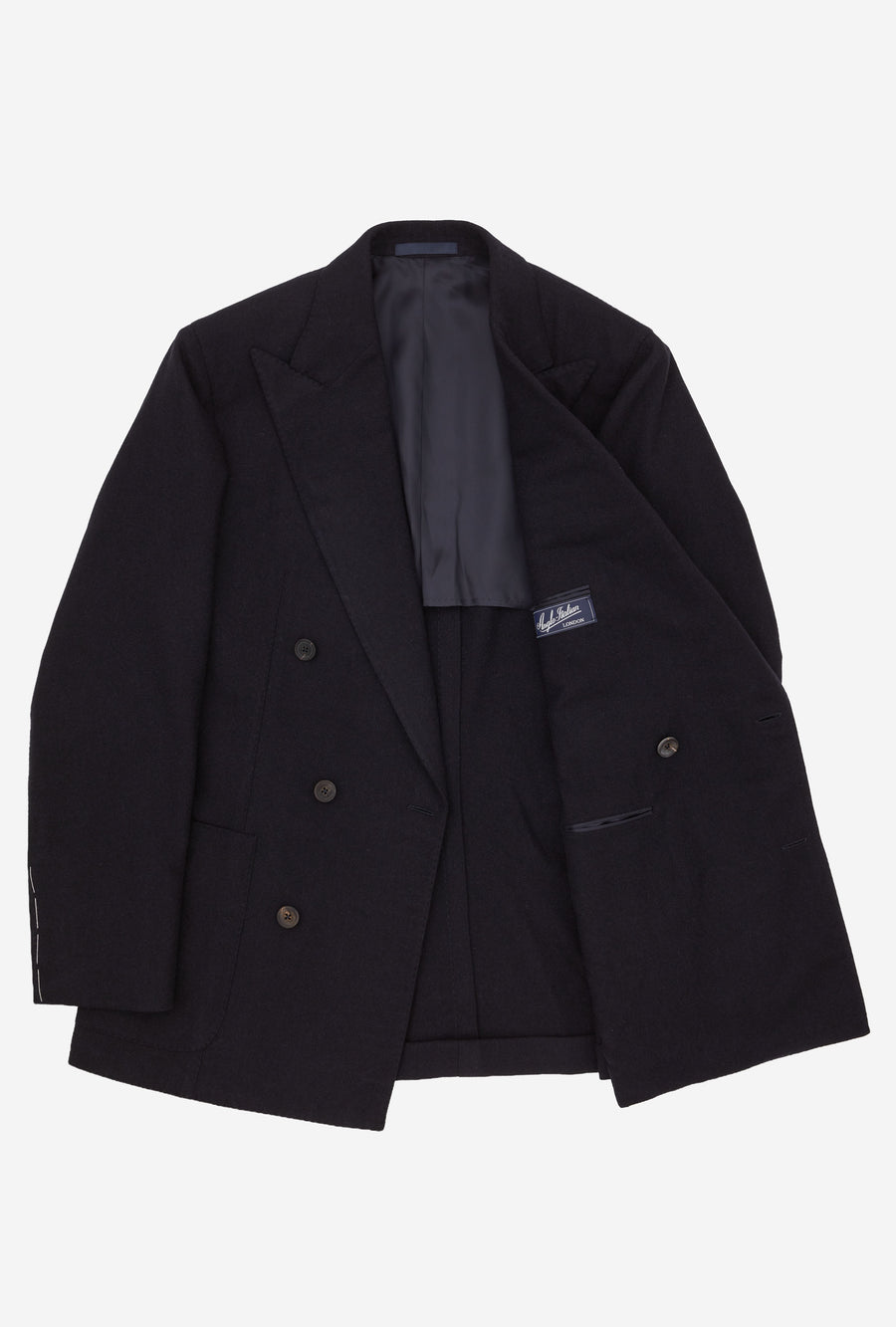 Sport Jacket Double Breasted Navy Wool Winter Hopsack