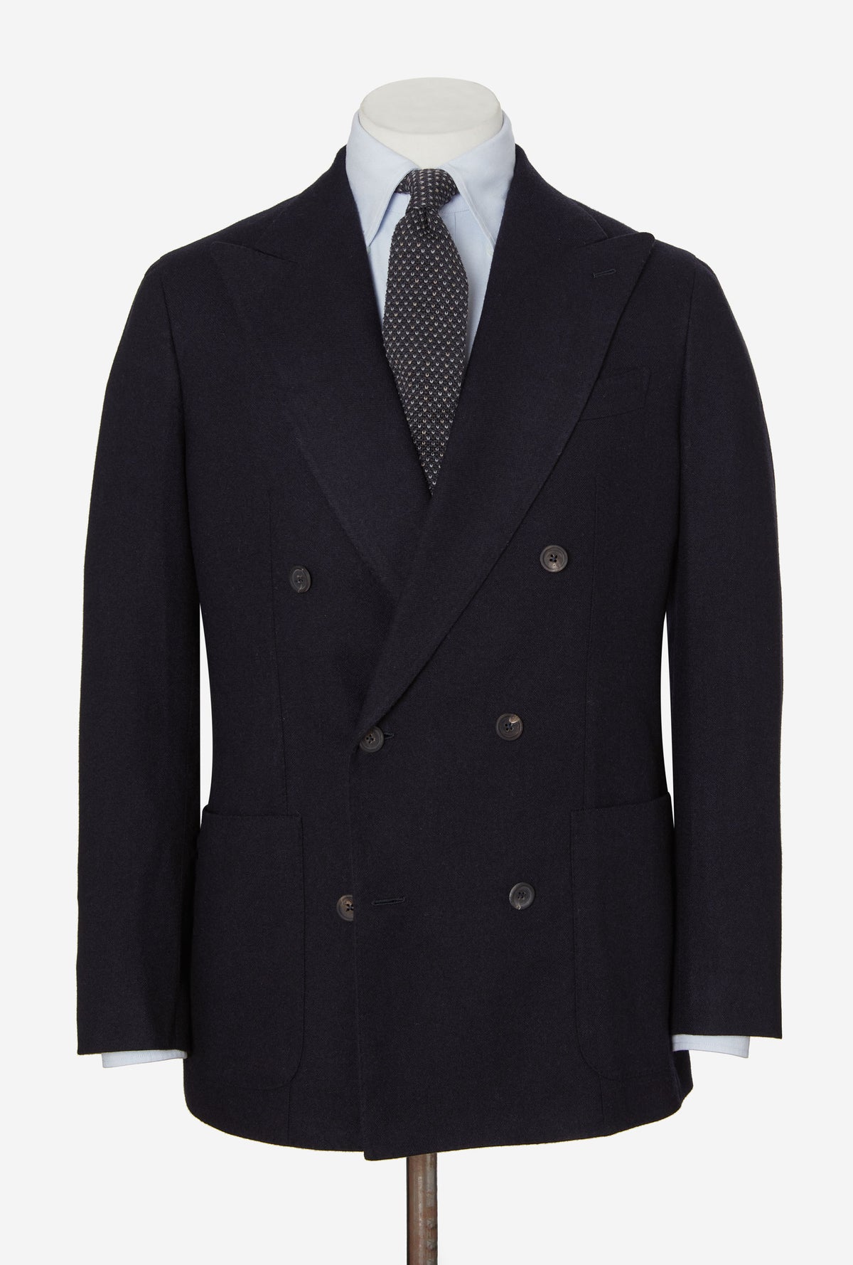Sport Jacket Double Breasted Navy Wool Winter Hopsack