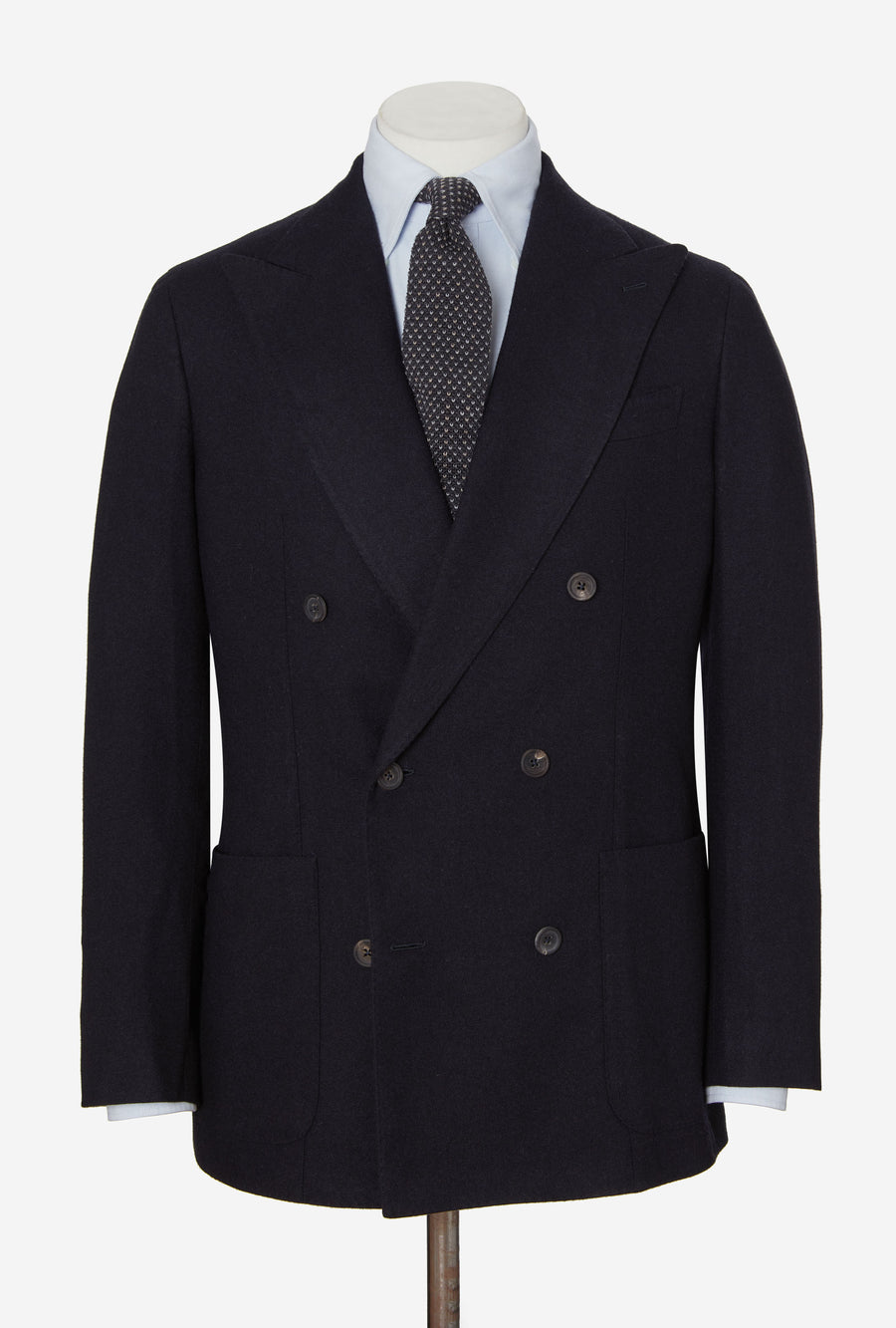 Sport Jacket Double Breasted Navy Wool Winter Hopsack