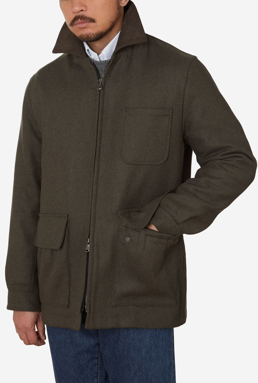 Shooting Jacket Technical Wool Dark Moss