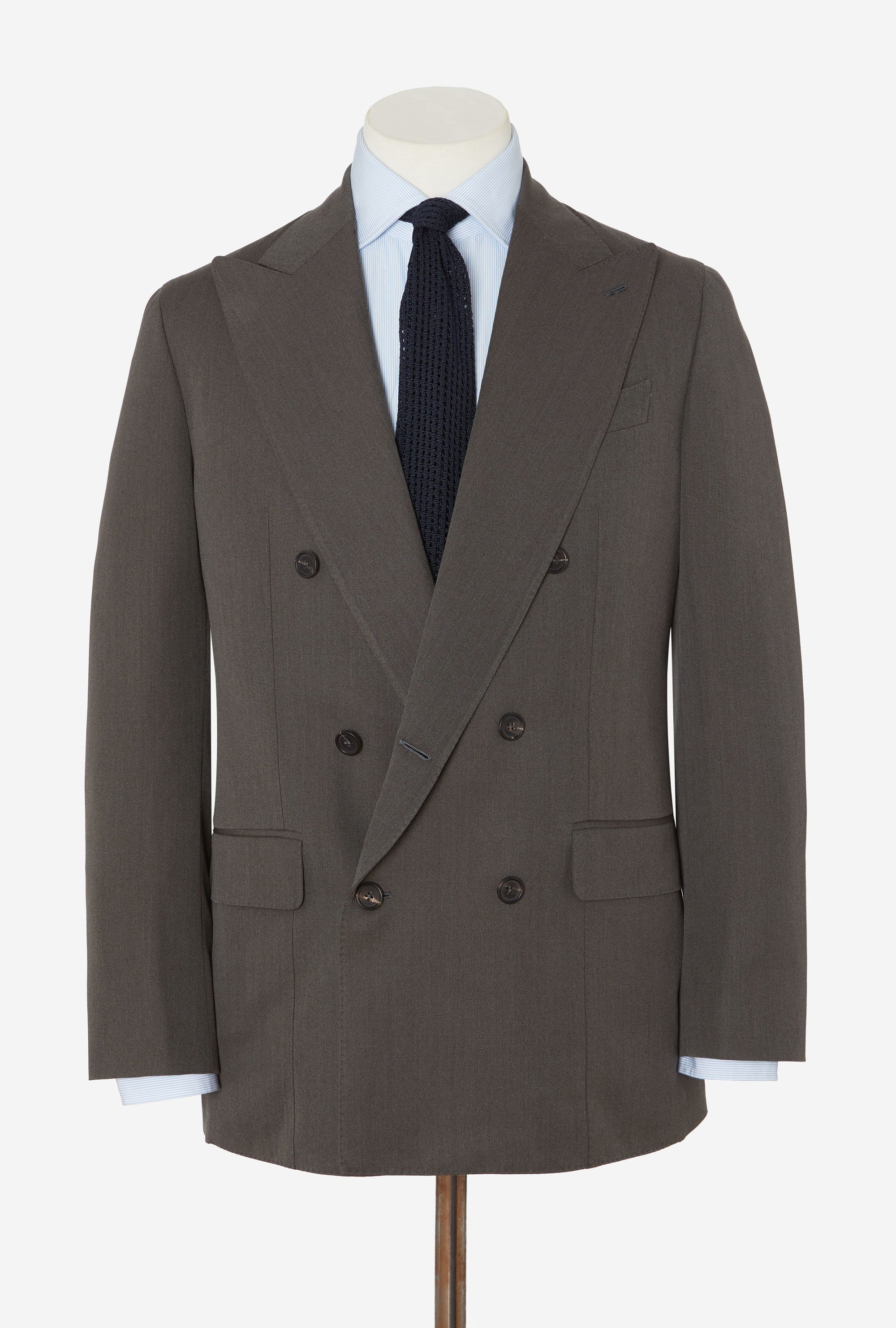 Suit Double Breasted Olive Wool Gabardine