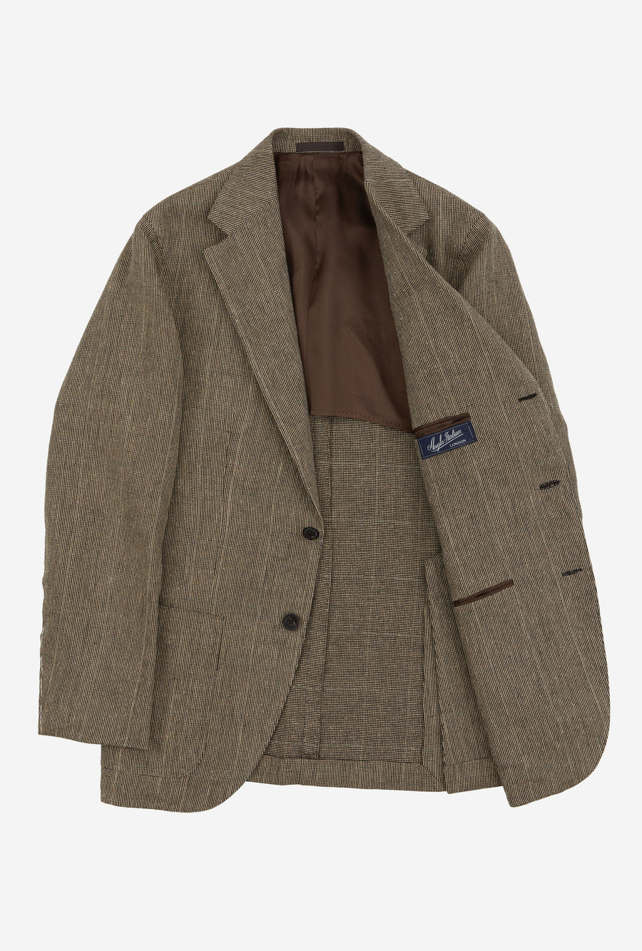 Sport Jacket Linen-Cotton-Silk Wheat Tickweave Forest Overcheck