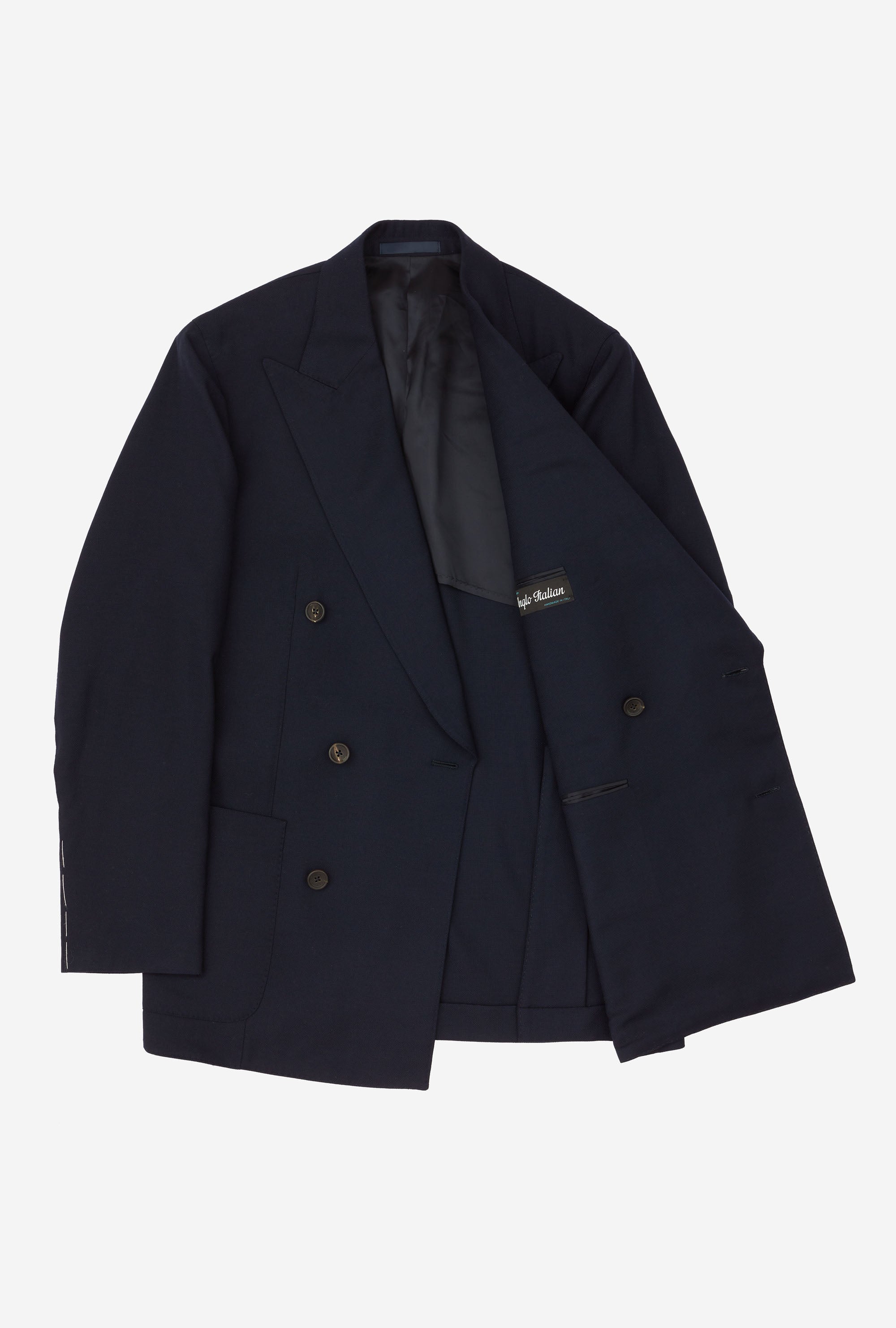 Sport Jacket Double Breasted Wool House Hopsack Navy